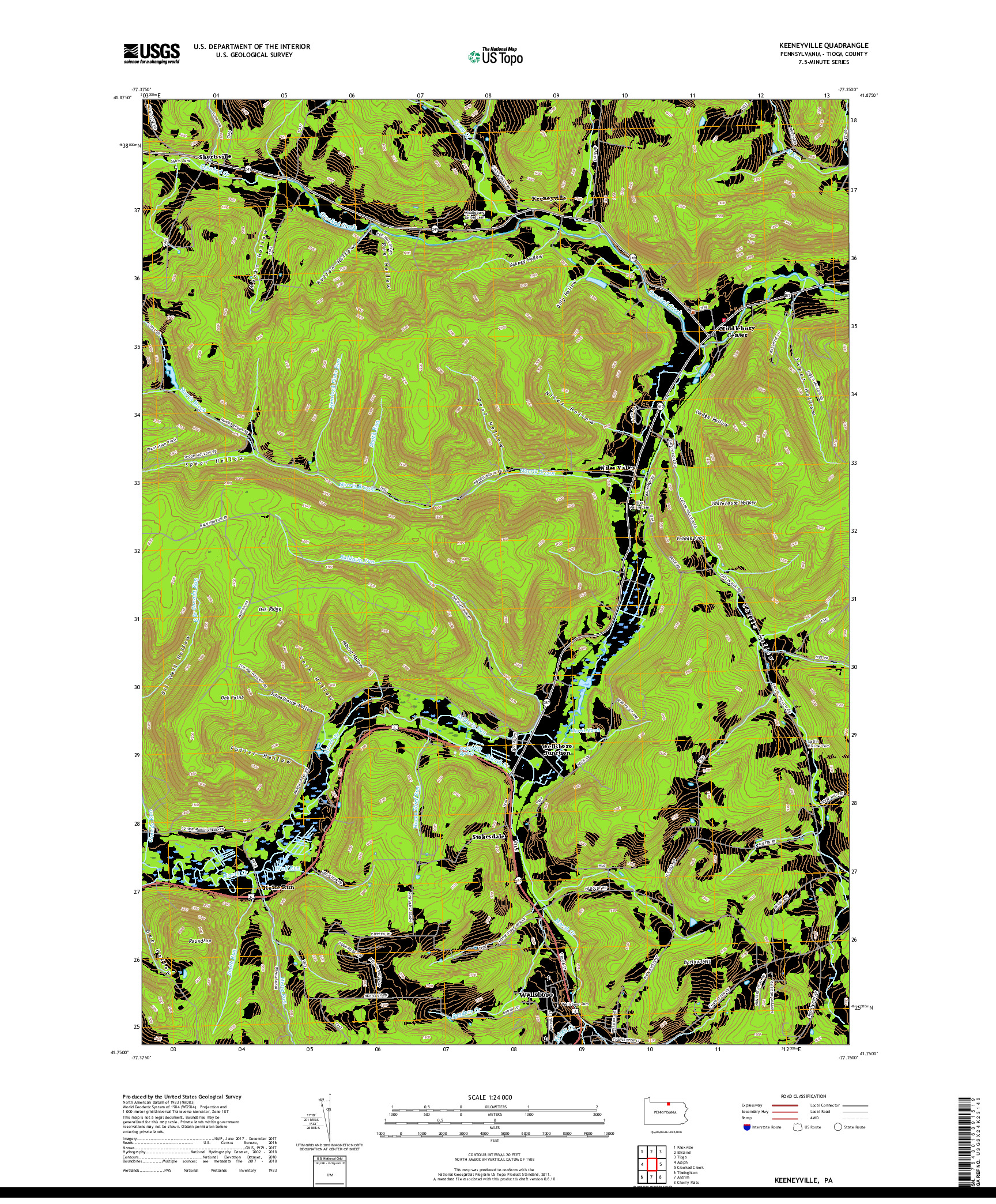 USGS US TOPO 7.5-MINUTE MAP FOR KEENEYVILLE, PA 2019