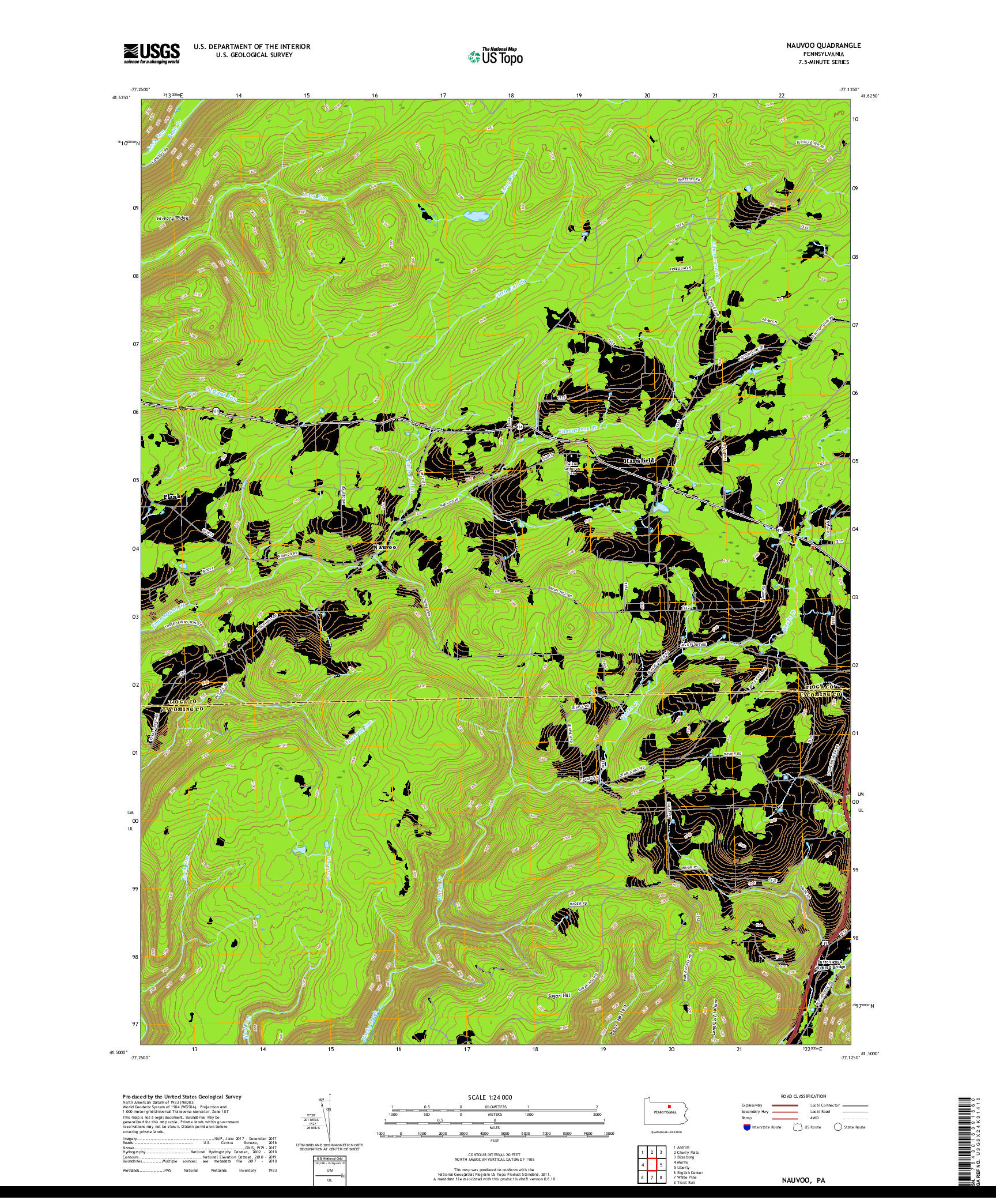 USGS US TOPO 7.5-MINUTE MAP FOR NAUVOO, PA 2019