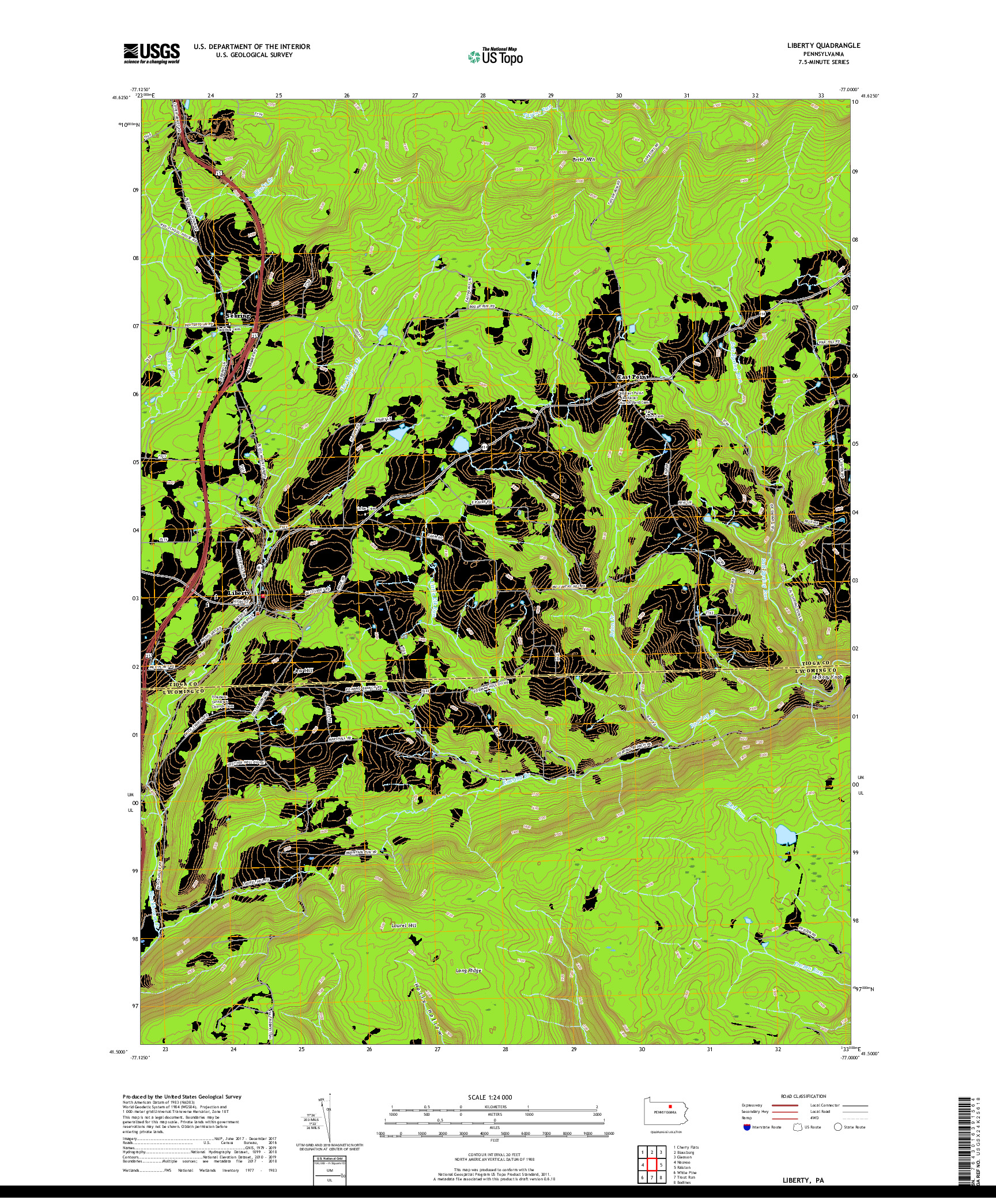 USGS US TOPO 7.5-MINUTE MAP FOR LIBERTY, PA 2019