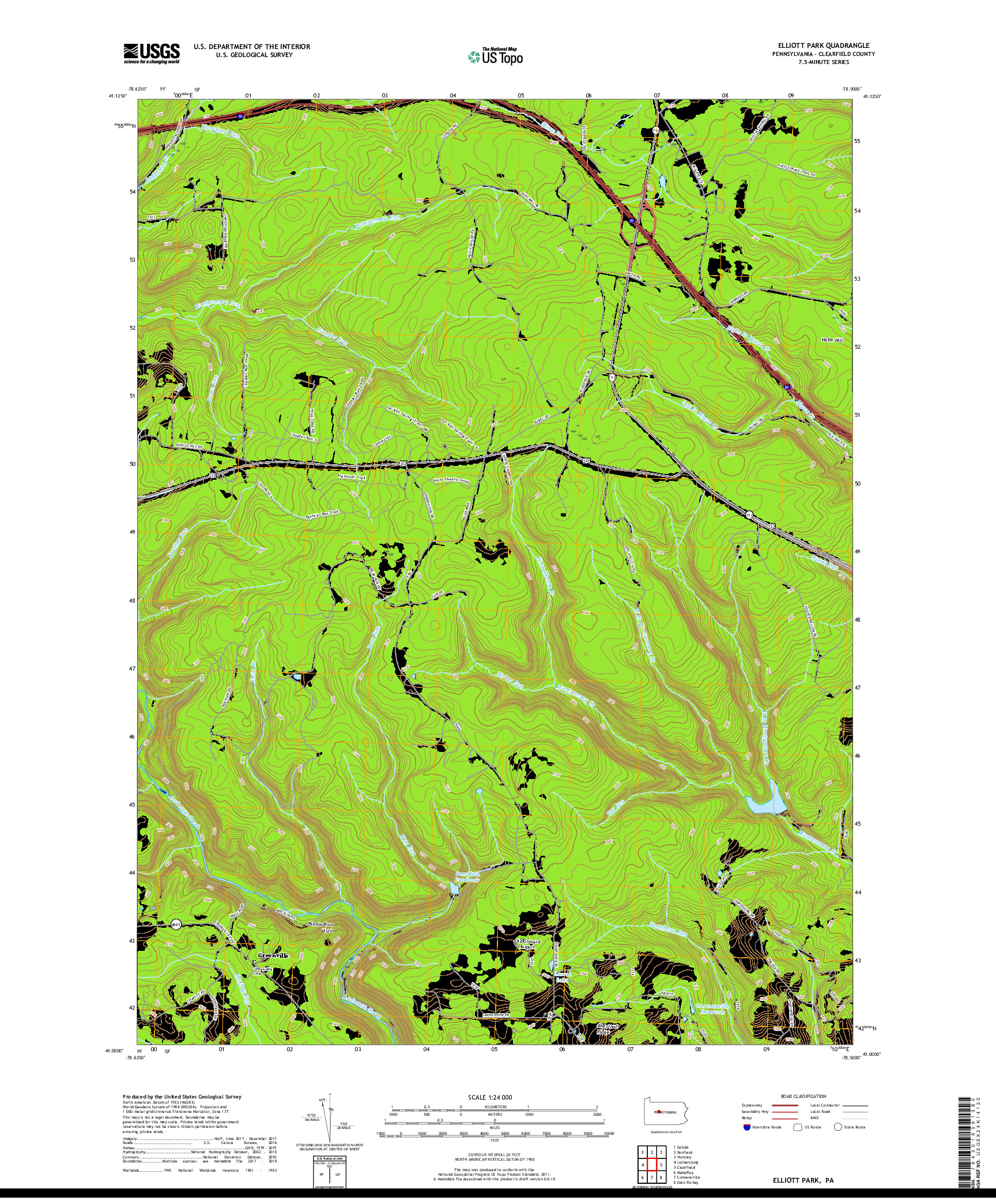 USGS US TOPO 7.5-MINUTE MAP FOR ELLIOTT PARK, PA 2019