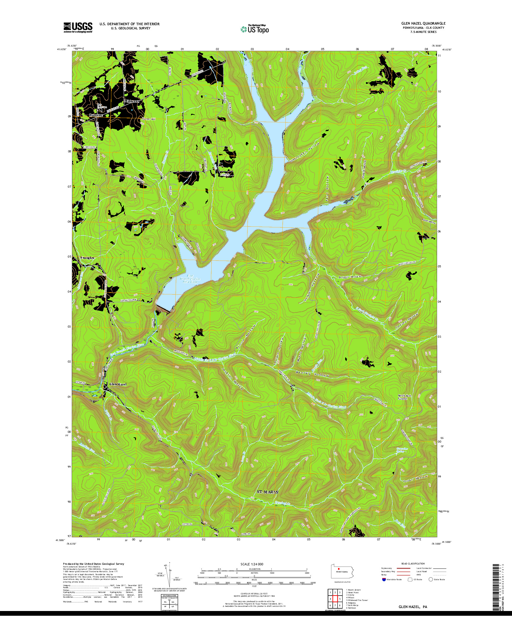 USGS US TOPO 7.5-MINUTE MAP FOR GLEN HAZEL, PA 2019