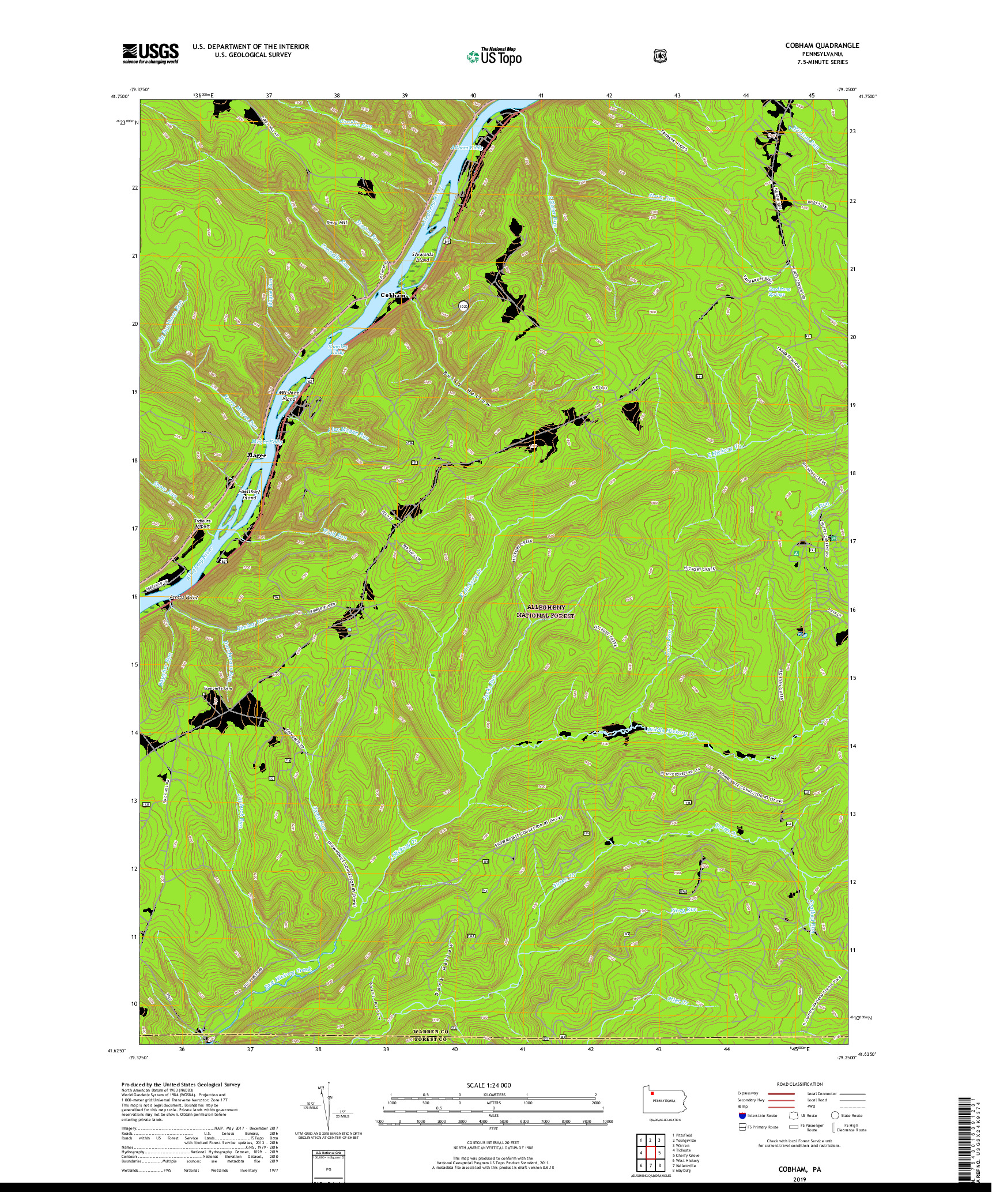 USGS US TOPO 7.5-MINUTE MAP FOR COBHAM, PA 2019