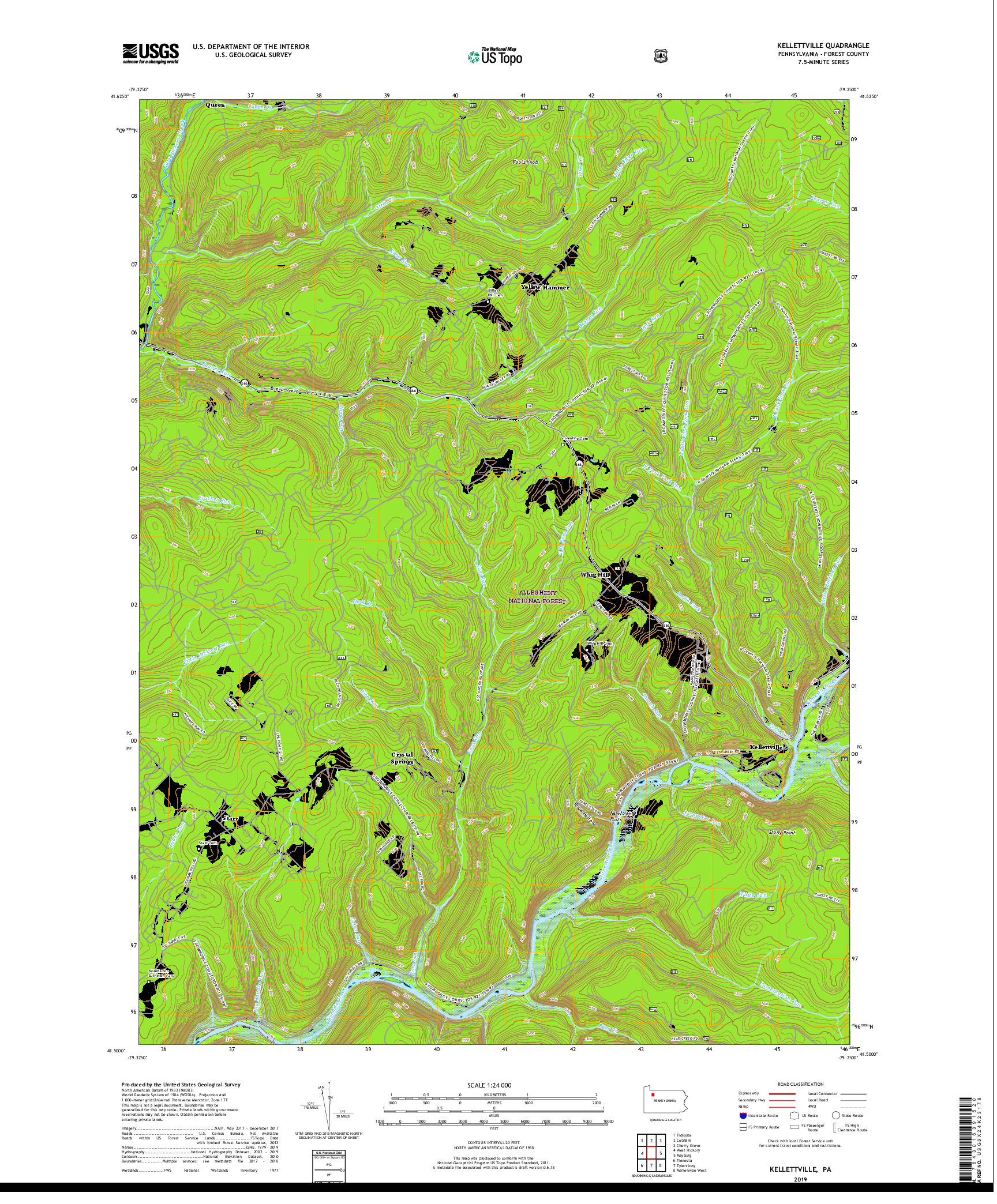 USGS US TOPO 7.5-MINUTE MAP FOR KELLETTVILLE, PA 2019