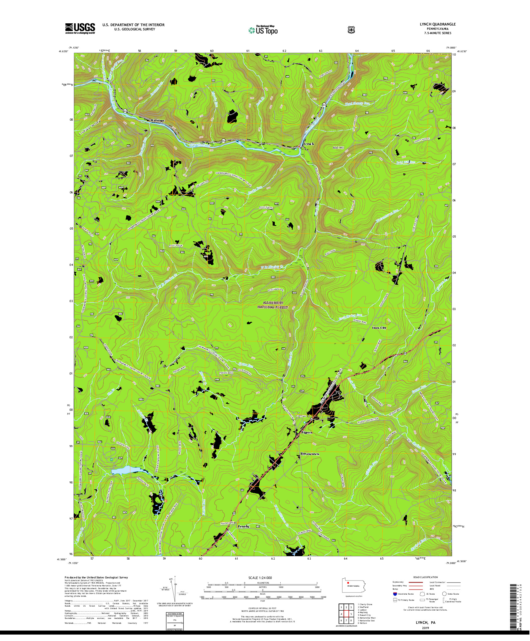 USGS US TOPO 7.5-MINUTE MAP FOR LYNCH, PA 2019