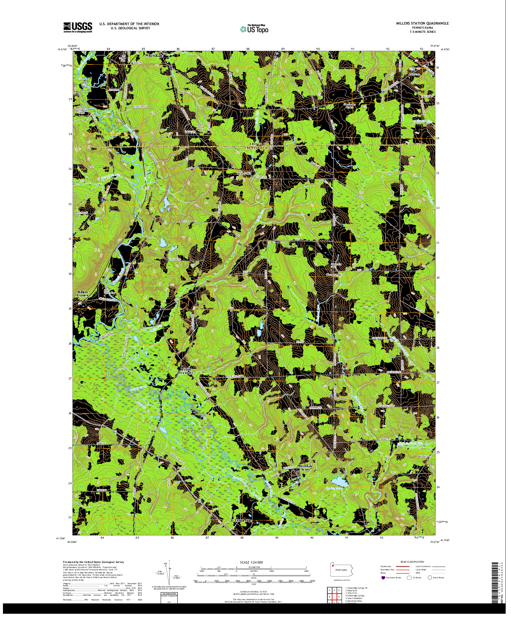 USGS US TOPO 7.5-MINUTE MAP FOR MILLERS STATION, PA 2019