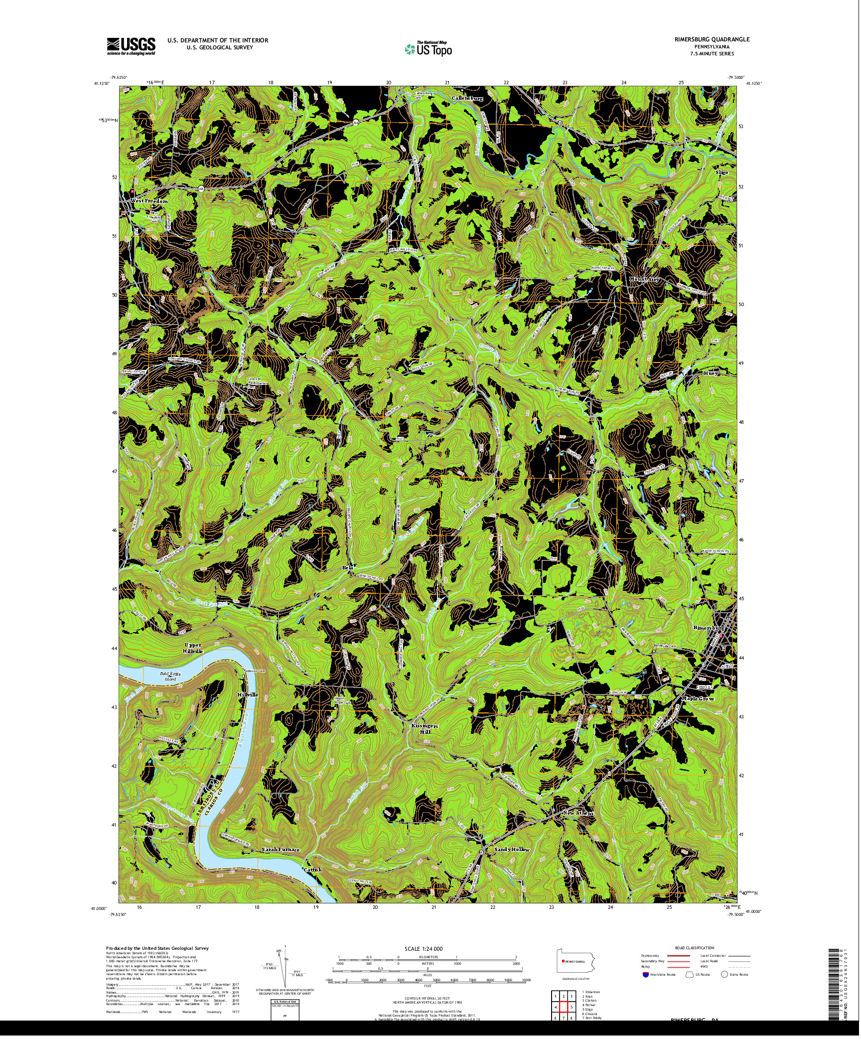 USGS US TOPO 7.5-MINUTE MAP FOR RIMERSBURG, PA 2019