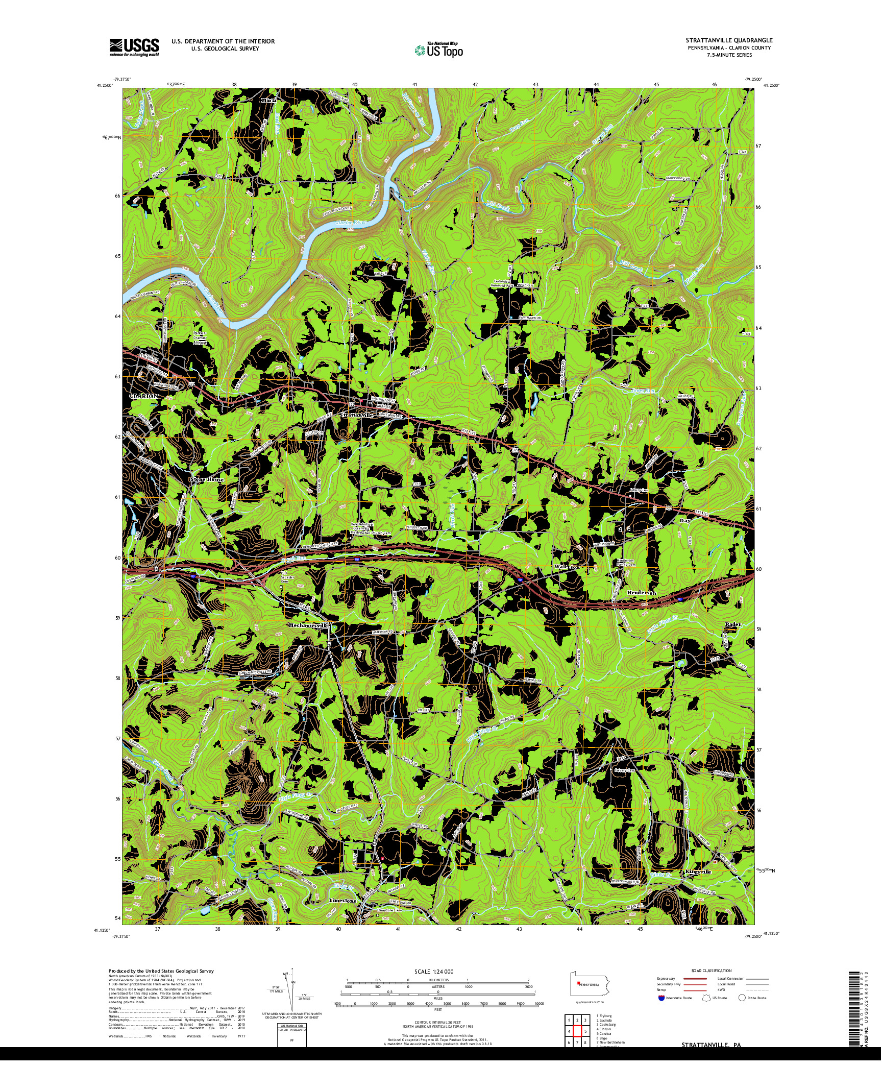 USGS US TOPO 7.5-MINUTE MAP FOR STRATTANVILLE, PA 2019