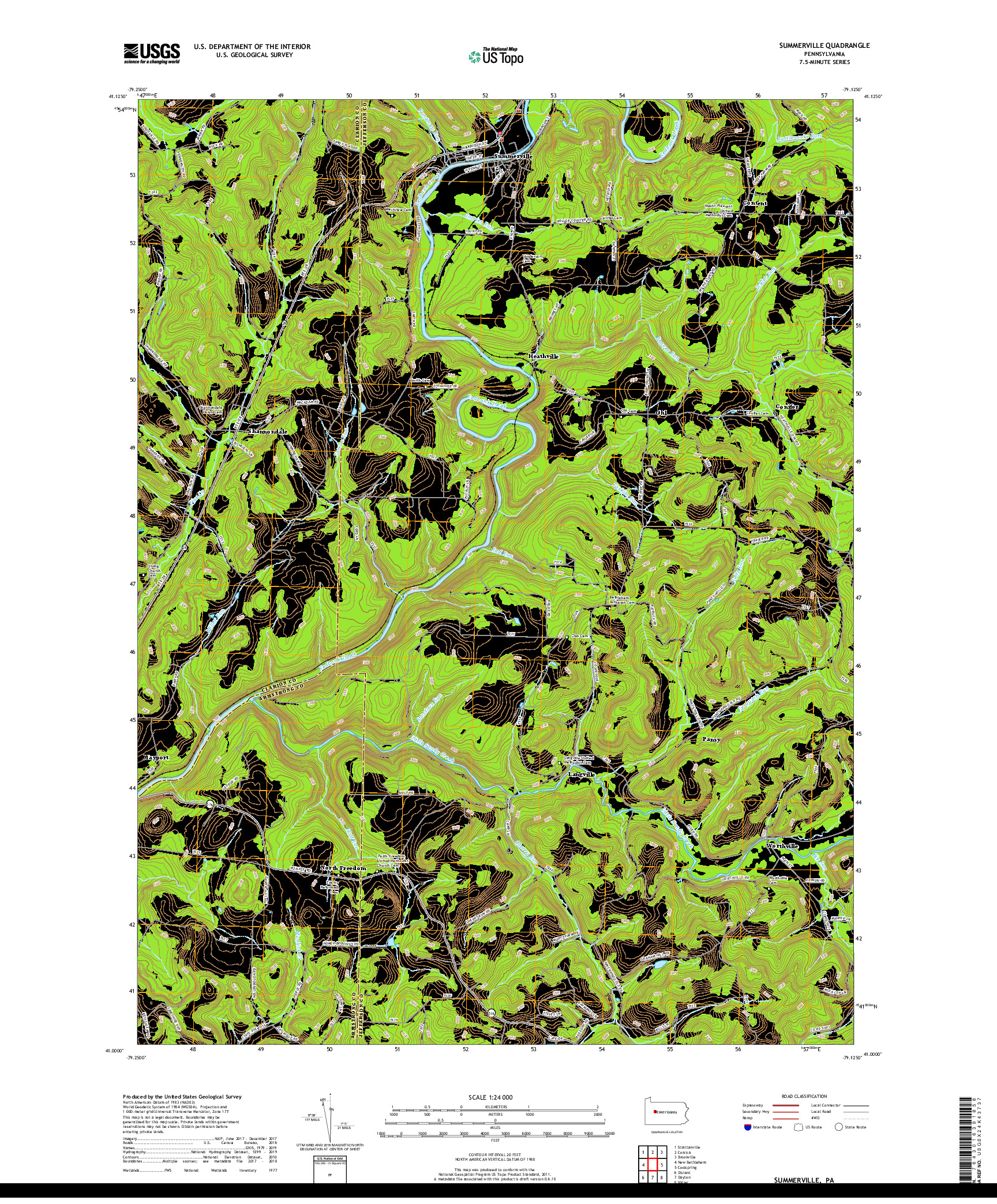 USGS US TOPO 7.5-MINUTE MAP FOR SUMMERVILLE, PA 2019