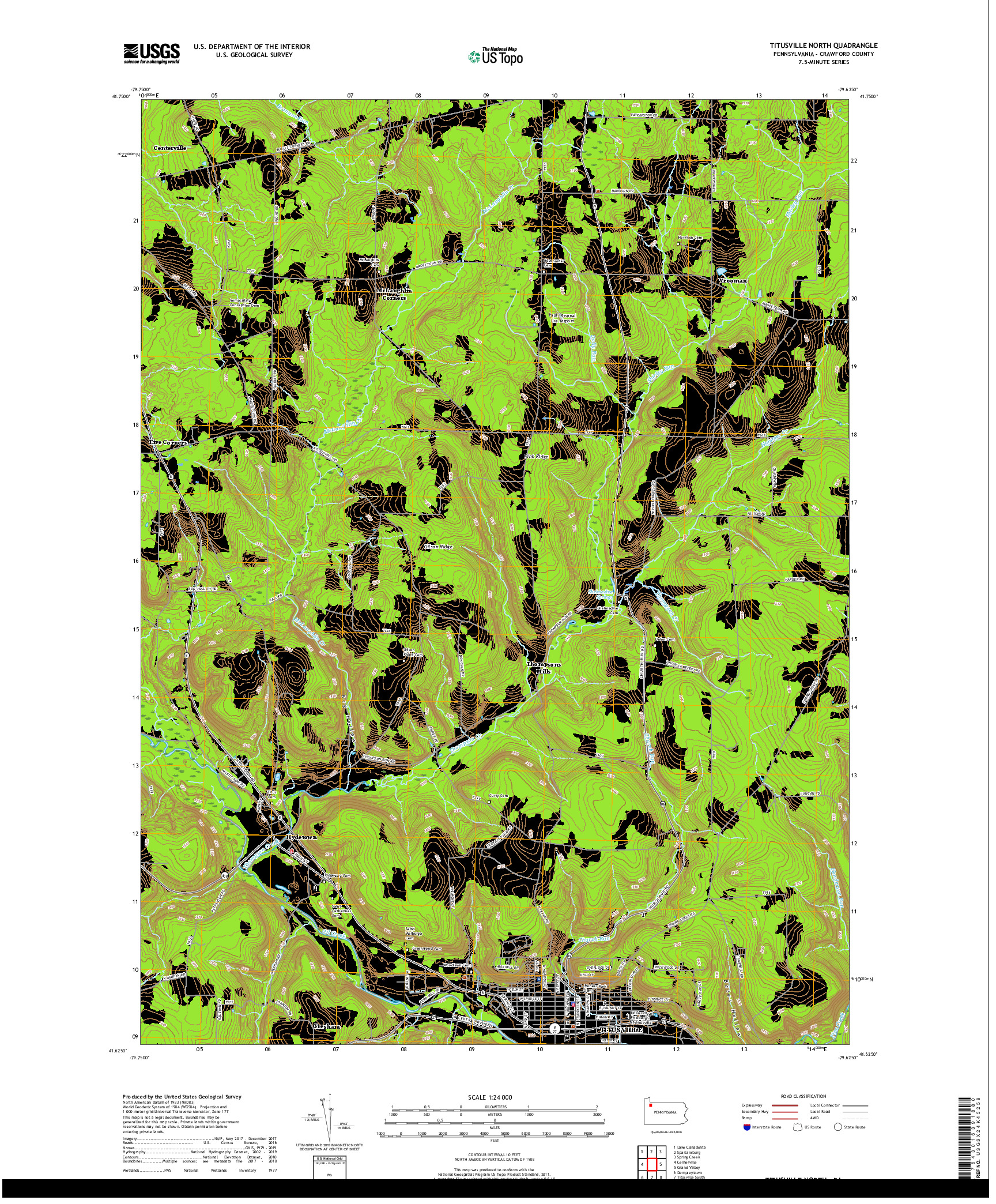 USGS US TOPO 7.5-MINUTE MAP FOR TITUSVILLE NORTH, PA 2019