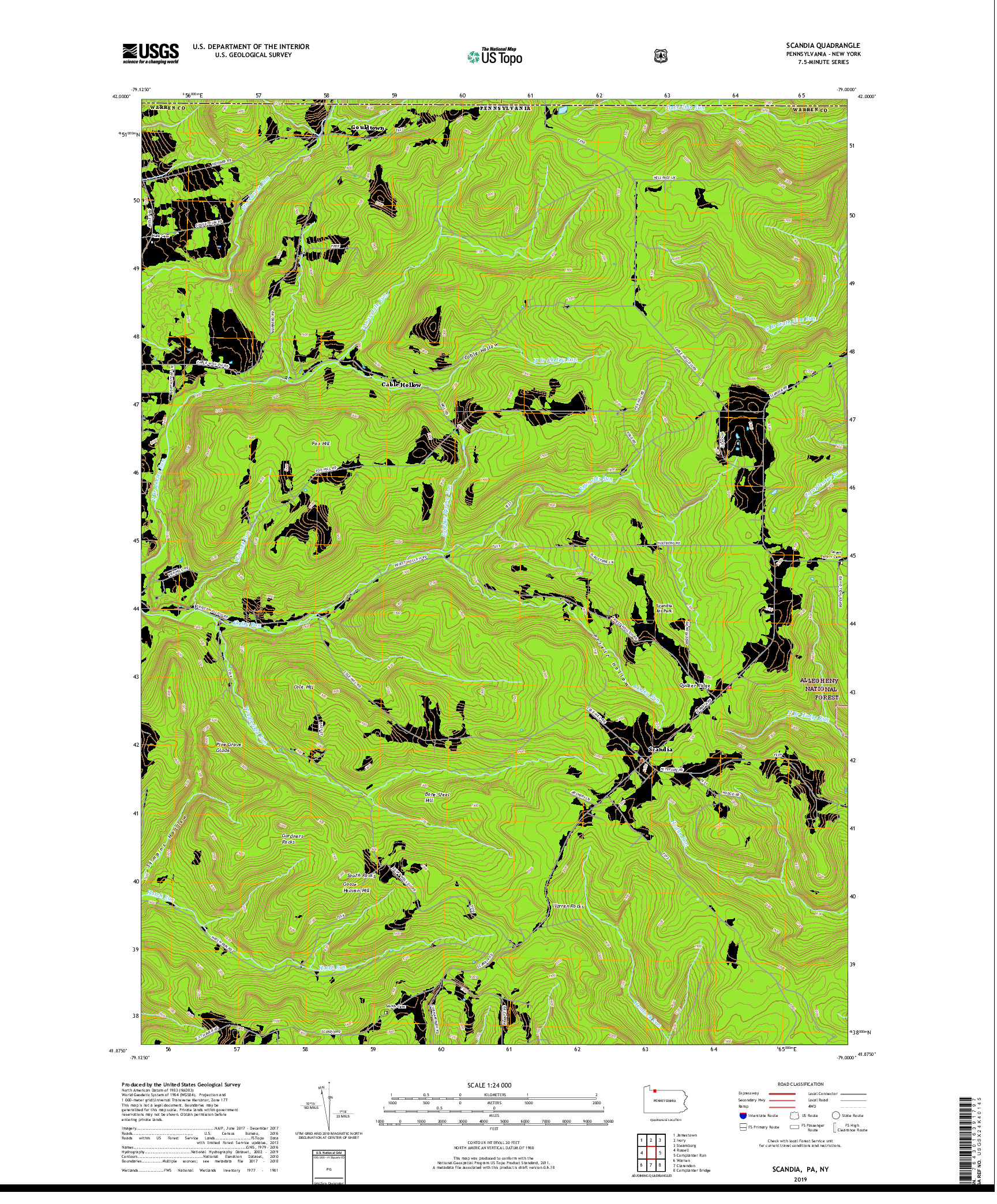 USGS US TOPO 7.5-MINUTE MAP FOR SCANDIA, PA,NY 2019