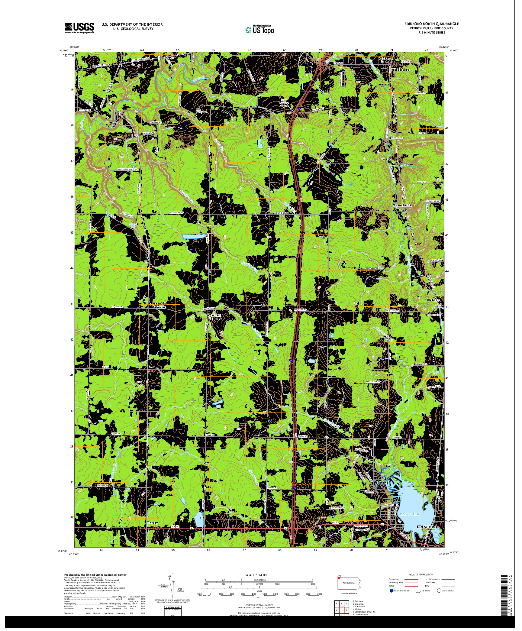 USGS US TOPO 7.5-MINUTE MAP FOR EDINBORO NORTH, PA 2019