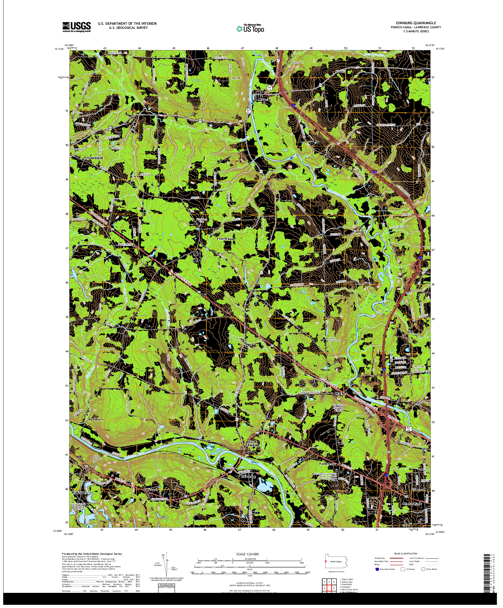 USGS US TOPO 7.5-MINUTE MAP FOR EDINBURG, PA 2019