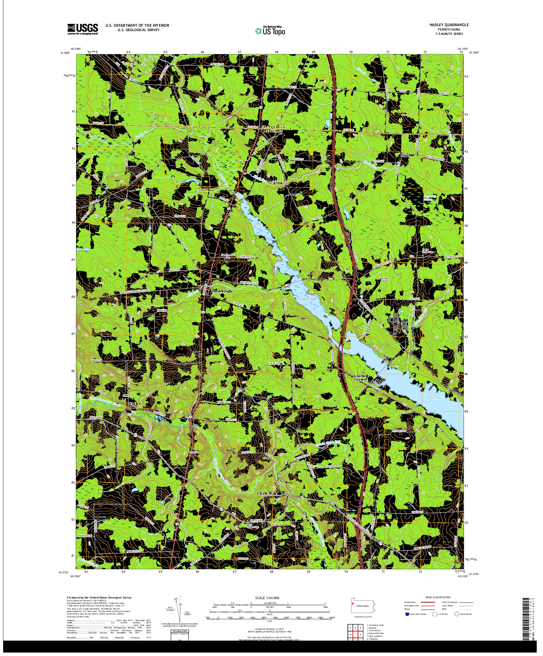 USGS US TOPO 7.5-MINUTE MAP FOR HADLEY, PA 2019