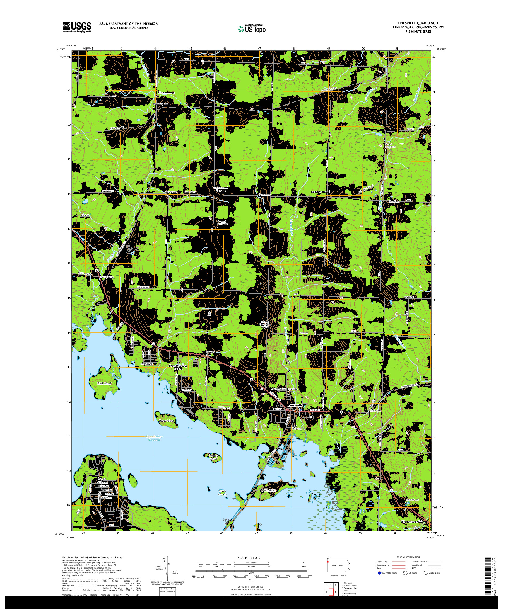 USGS US TOPO 7.5-MINUTE MAP FOR LINESVILLE, PA 2019