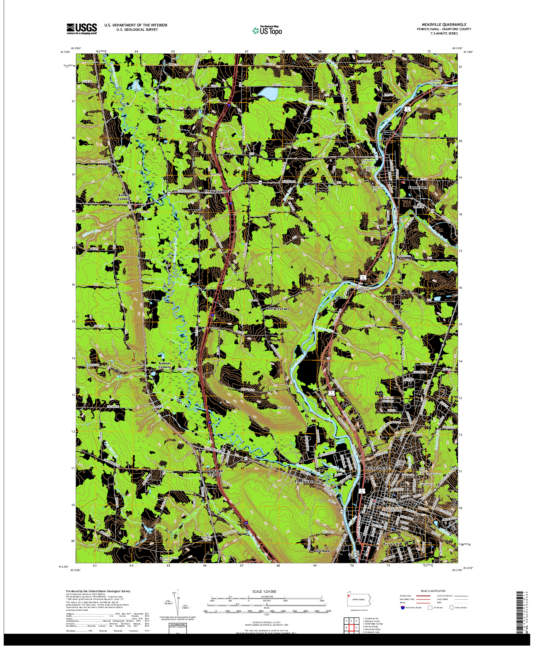 USGS US TOPO 7.5-MINUTE MAP FOR MEADVILLE, PA 2019