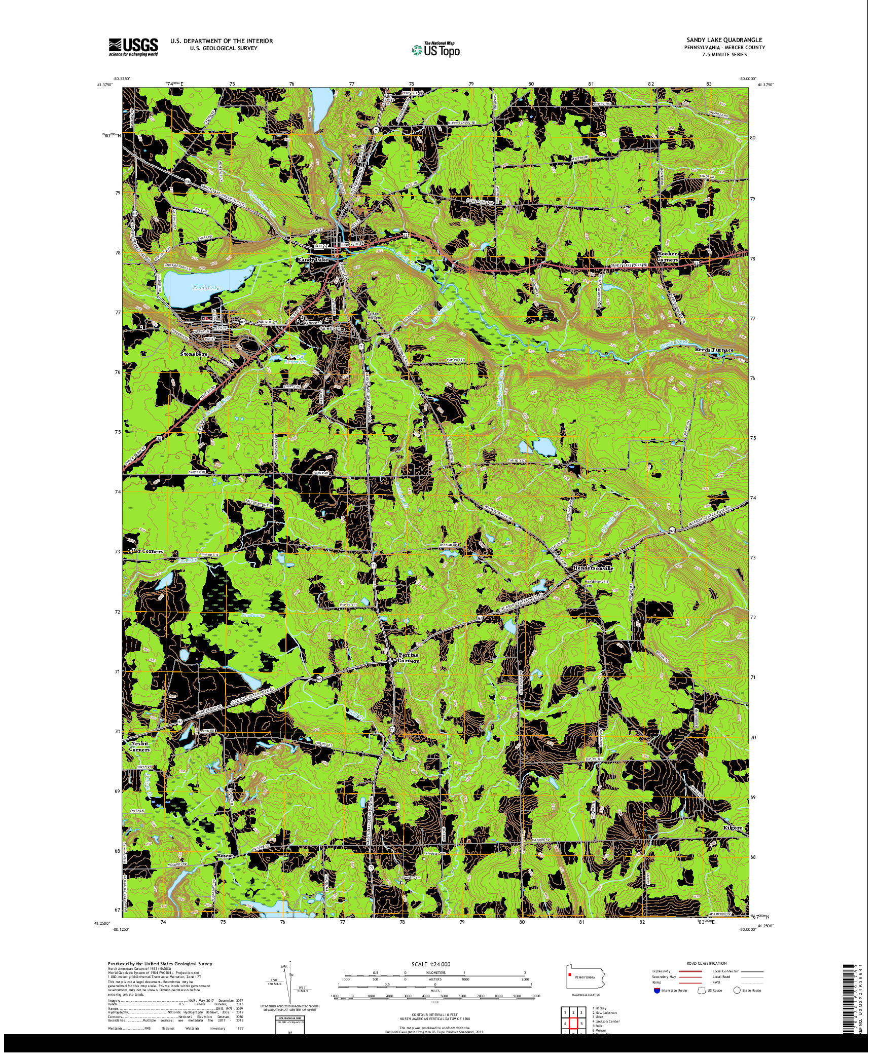 USGS US TOPO 7.5-MINUTE MAP FOR SANDY LAKE, PA 2019