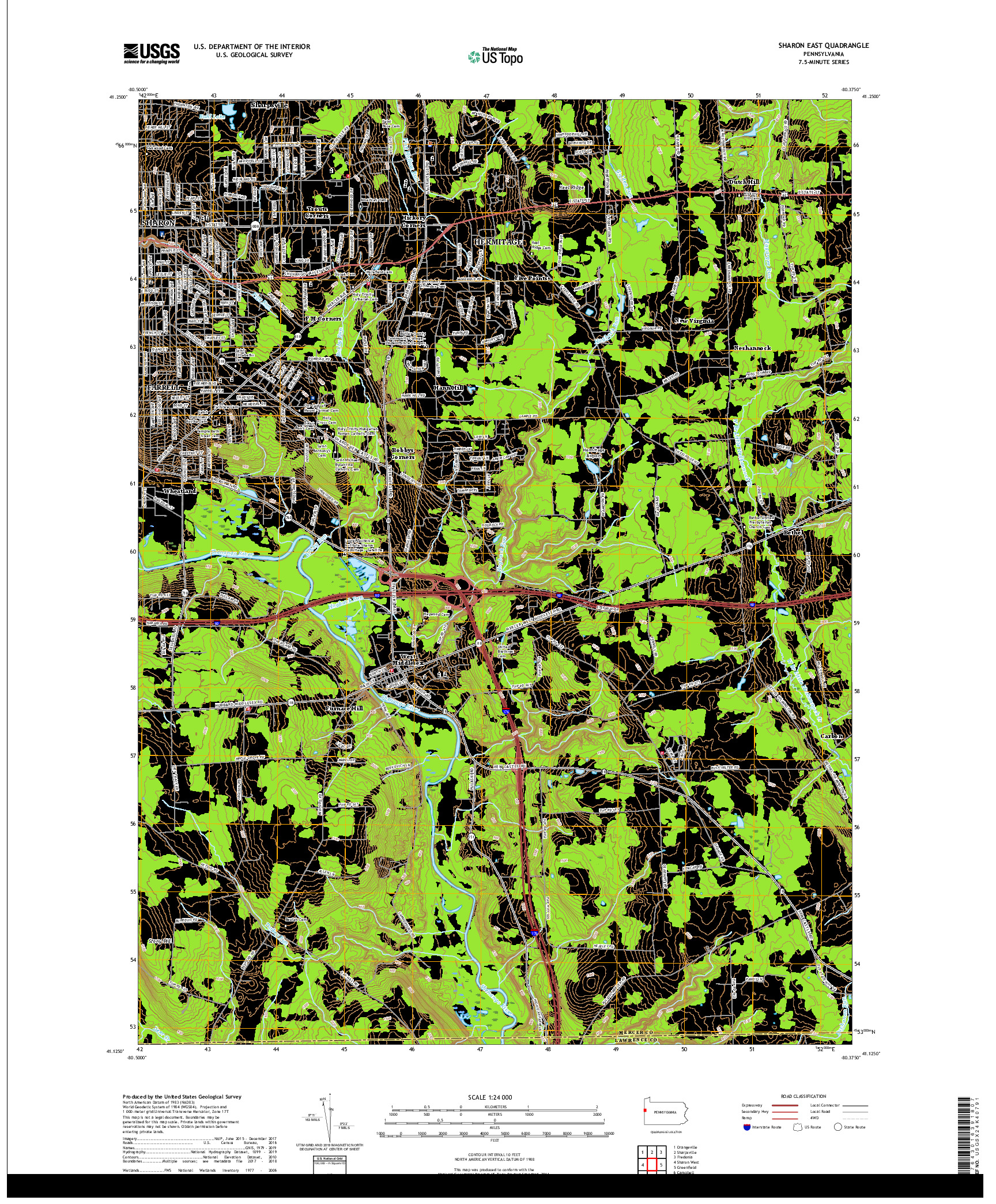 USGS US TOPO 7.5-MINUTE MAP FOR SHARON EAST, PA 2019