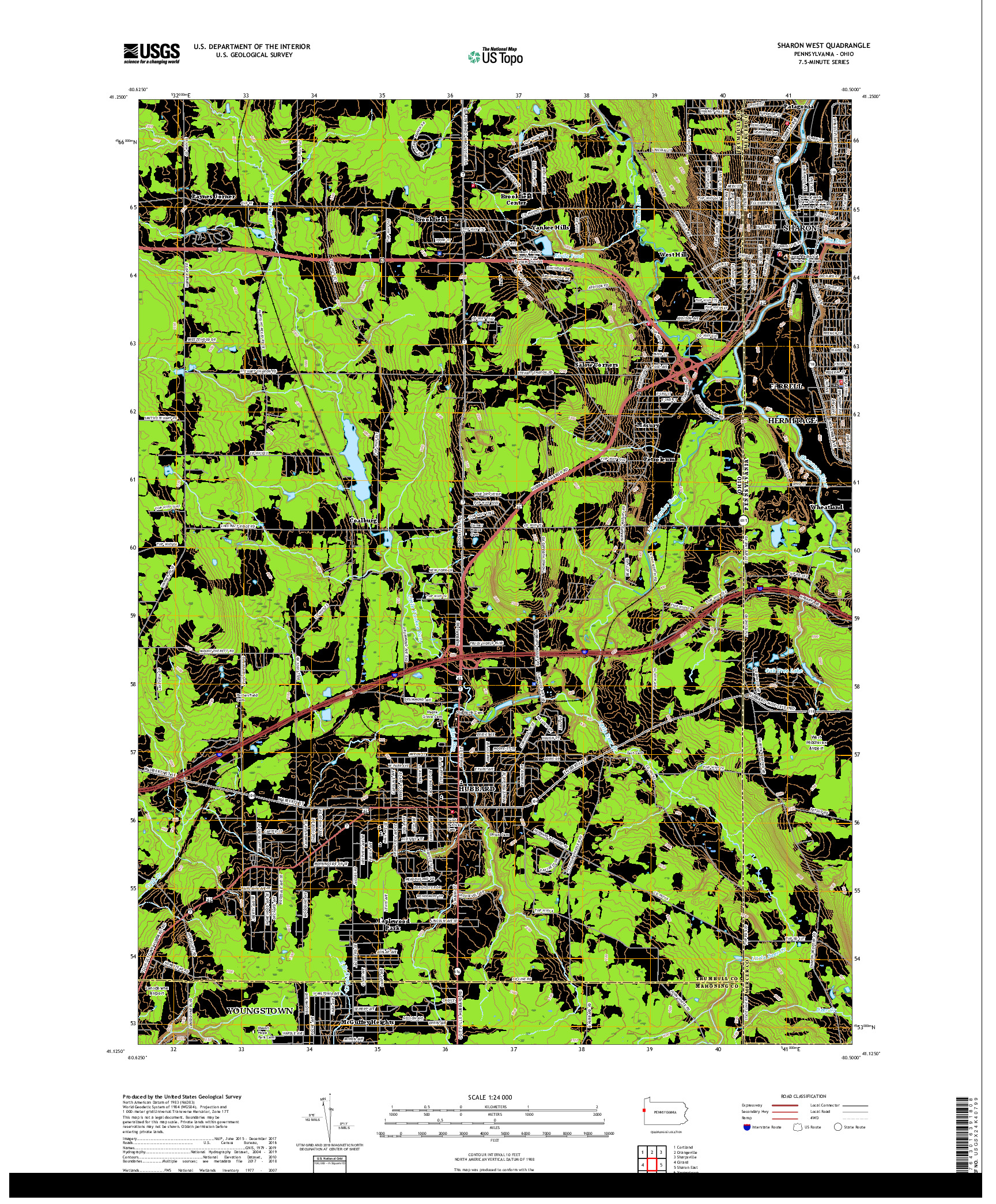 USGS US TOPO 7.5-MINUTE MAP FOR SHARON WEST, PA,OH 2019