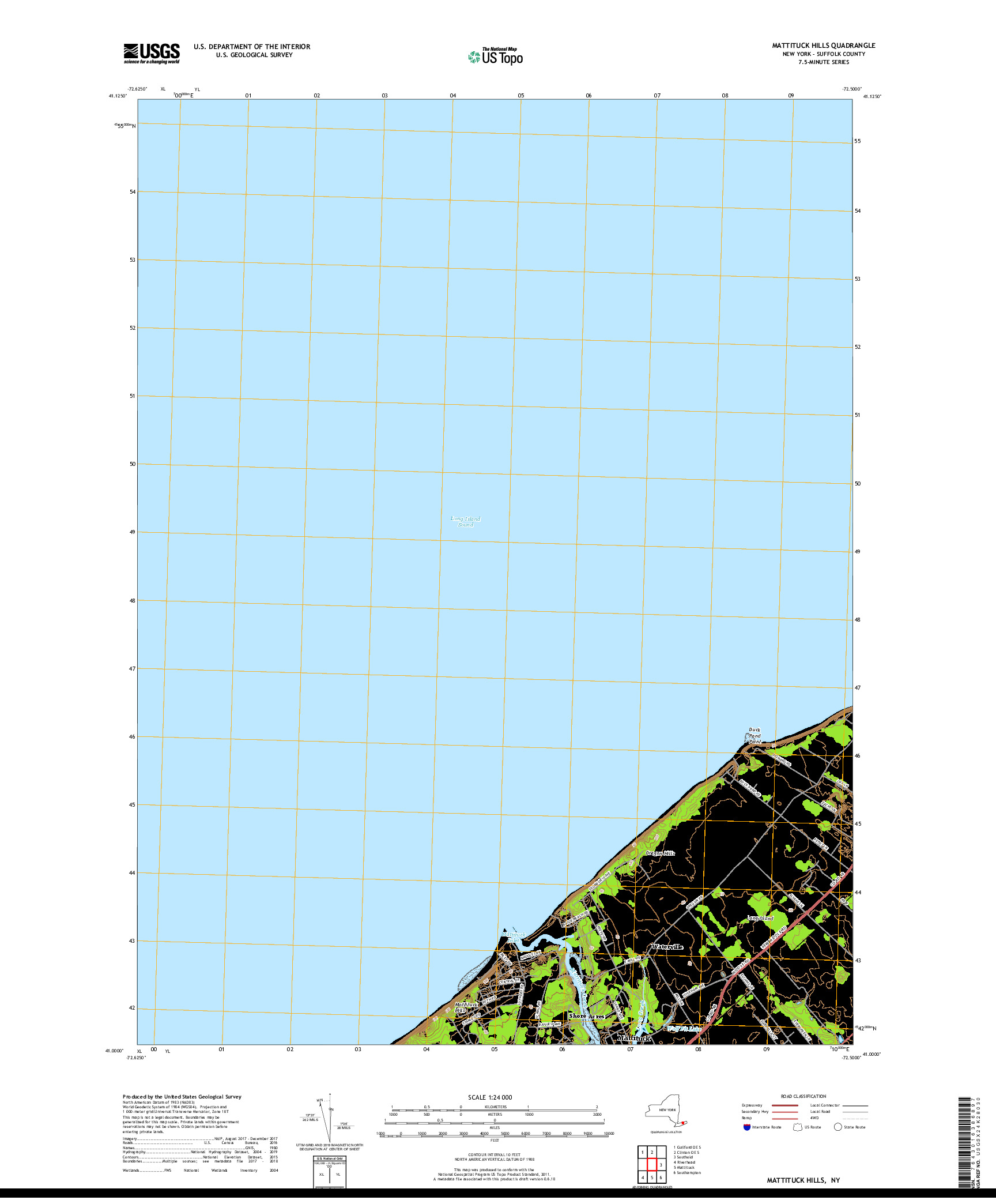 USGS US TOPO 7.5-MINUTE MAP FOR MATTITUCK HILLS, NY 2019