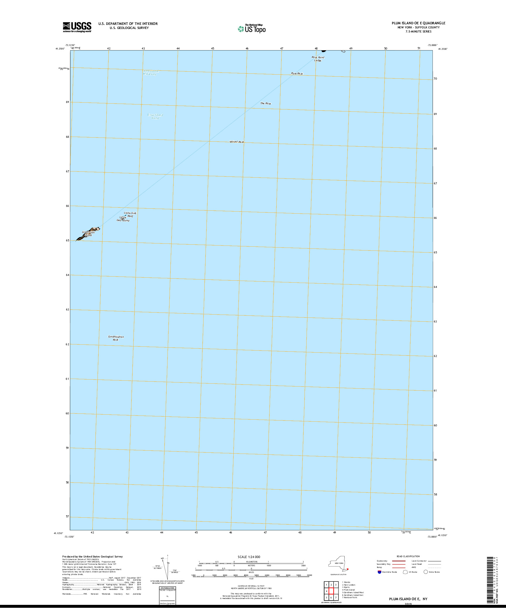 USGS US TOPO 7.5-MINUTE MAP FOR PLUM ISLAND OE E, NY 2019