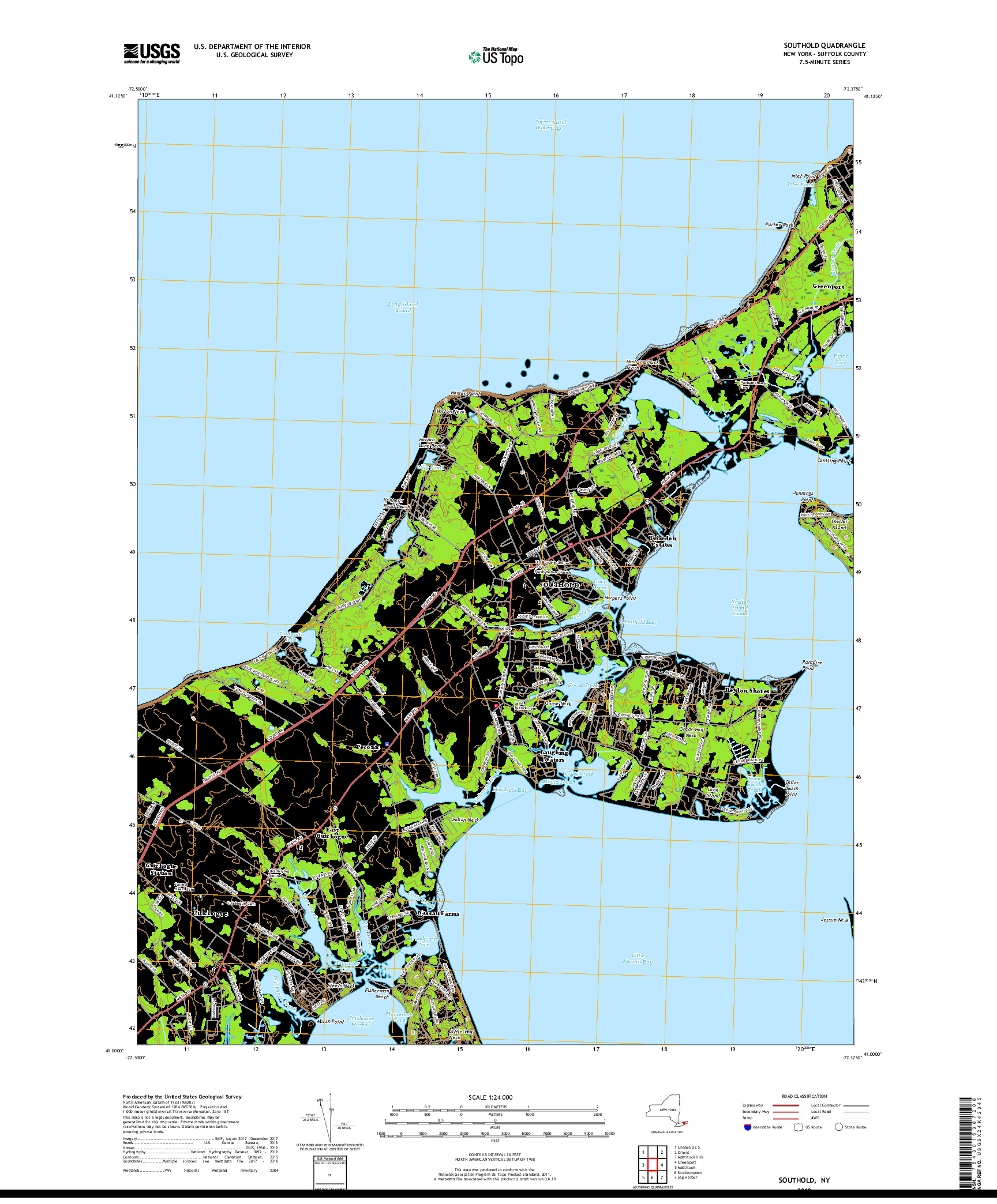 USGS US TOPO 7.5-MINUTE MAP FOR SOUTHOLD, NY 2019