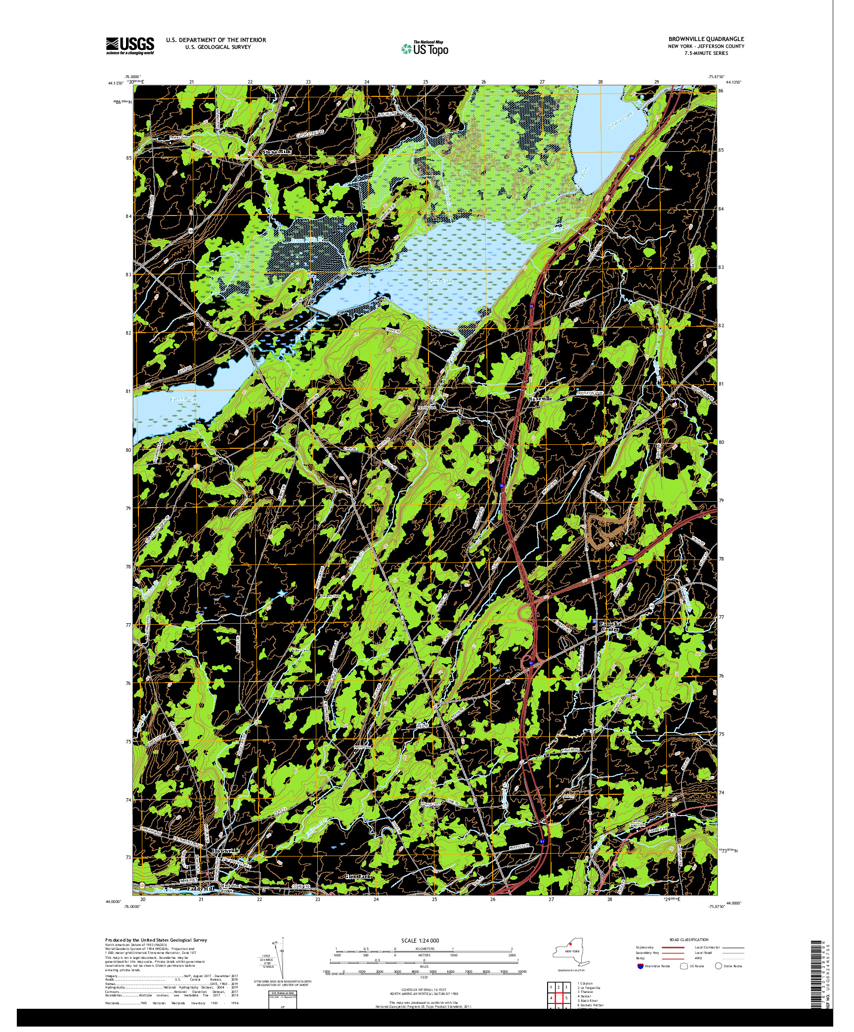 USGS US TOPO 7.5-MINUTE MAP FOR BROWNVILLE, NY 2019