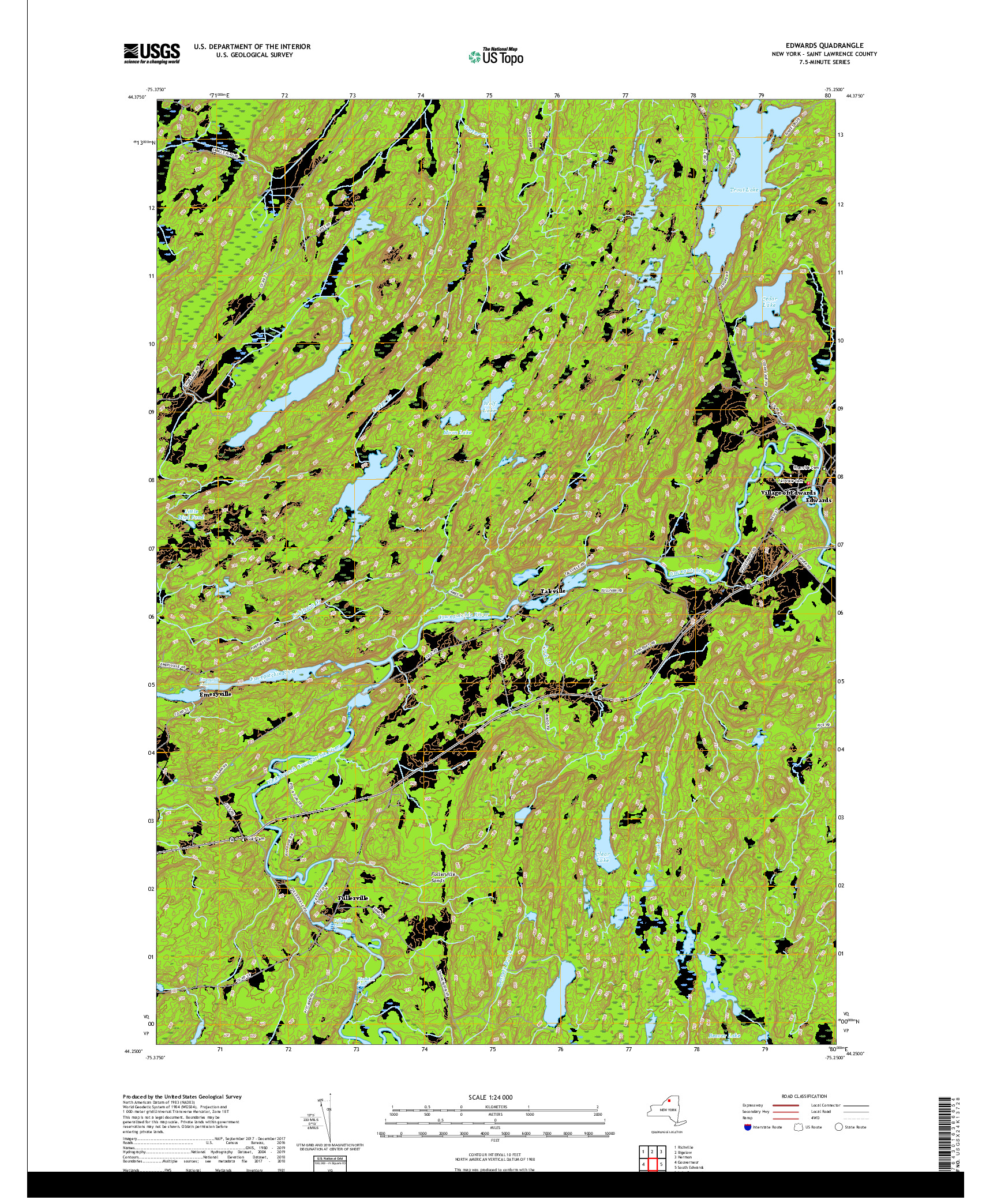 USGS US TOPO 7.5-MINUTE MAP FOR EDWARDS, NY 2019