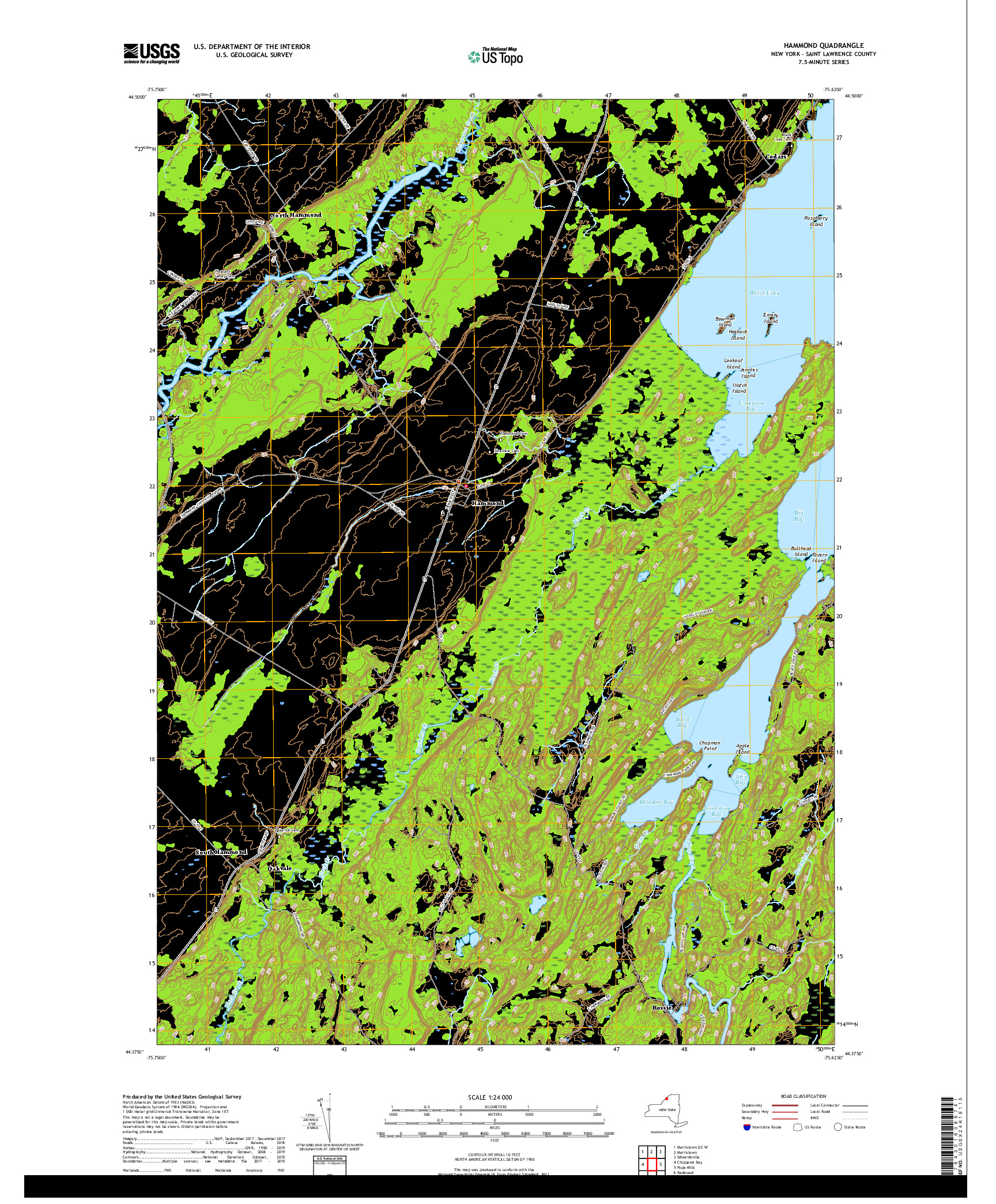 USGS US TOPO 7.5-MINUTE MAP FOR HAMMOND, NY 2019