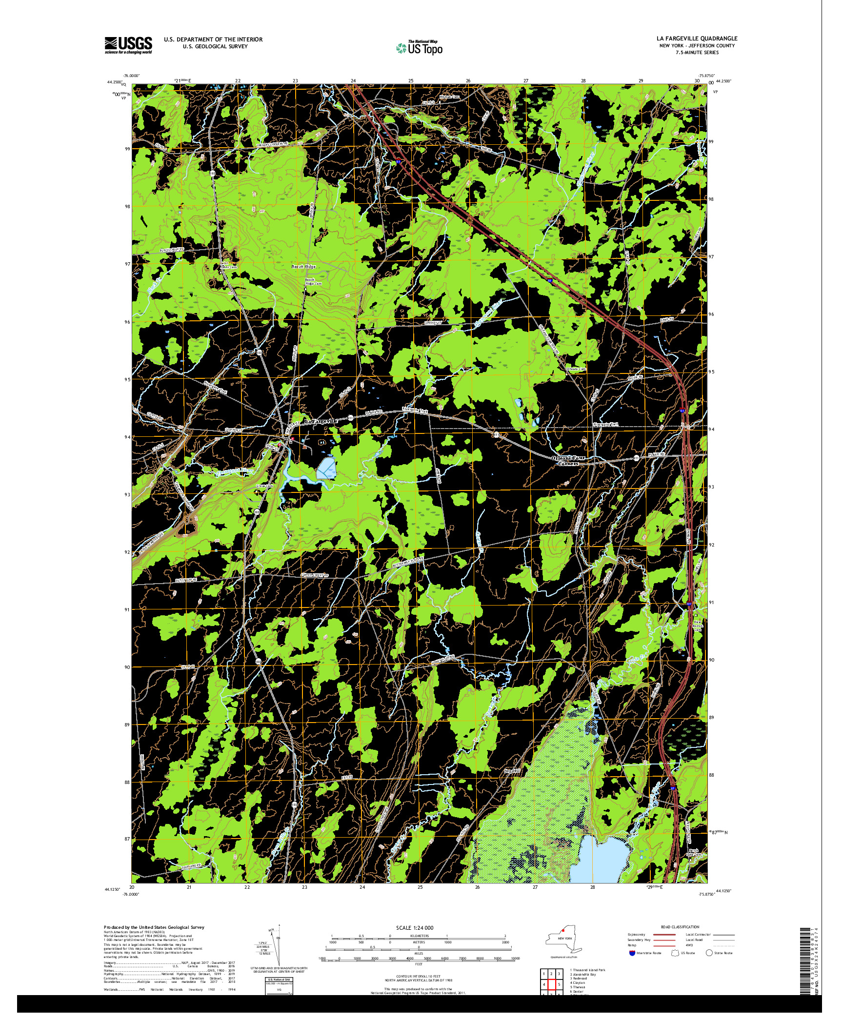 USGS US TOPO 7.5-MINUTE MAP FOR LA FARGEVILLE, NY 2019