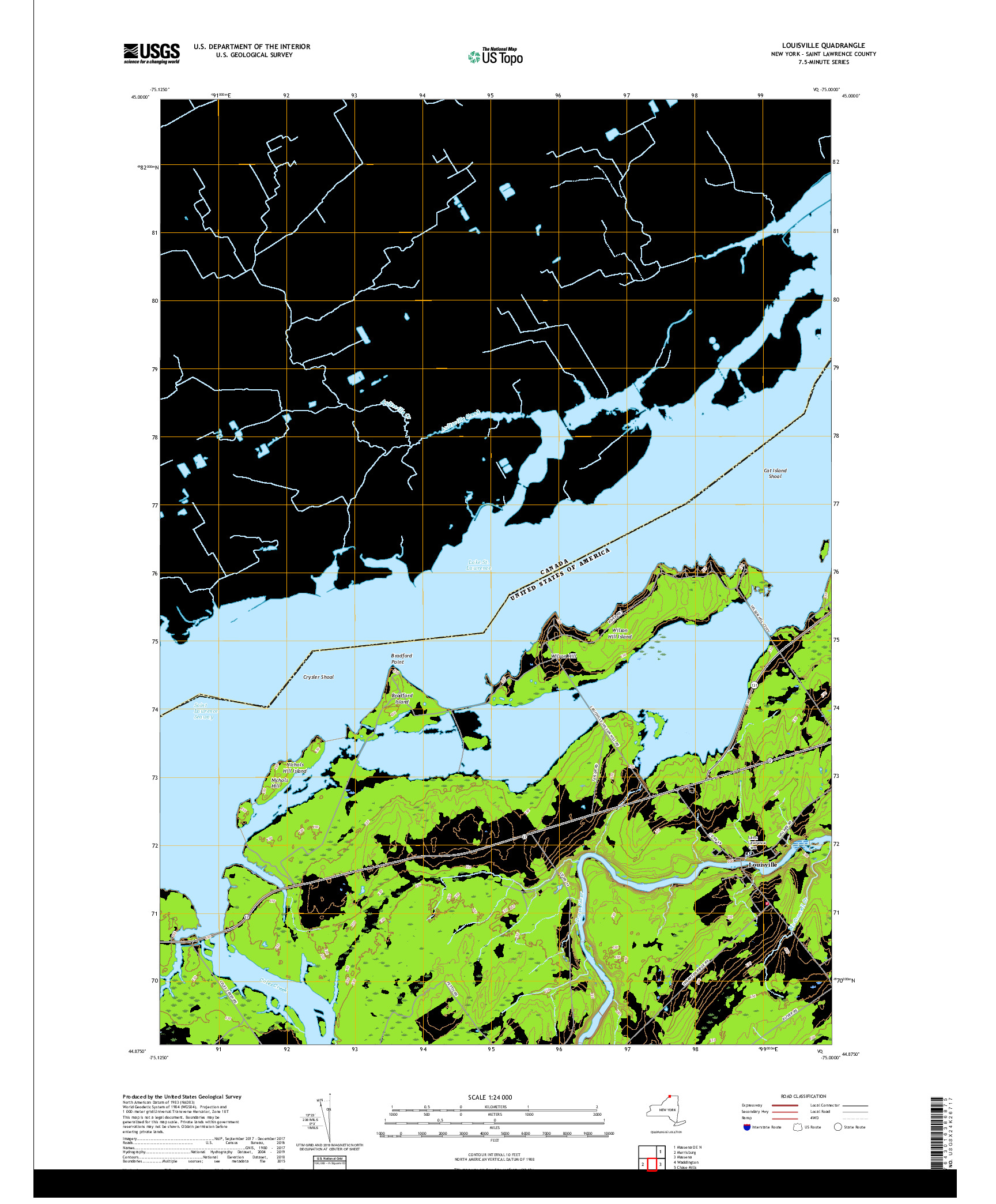 USGS US TOPO 7.5-MINUTE MAP FOR LOUISVILLE, NY,ON 2019