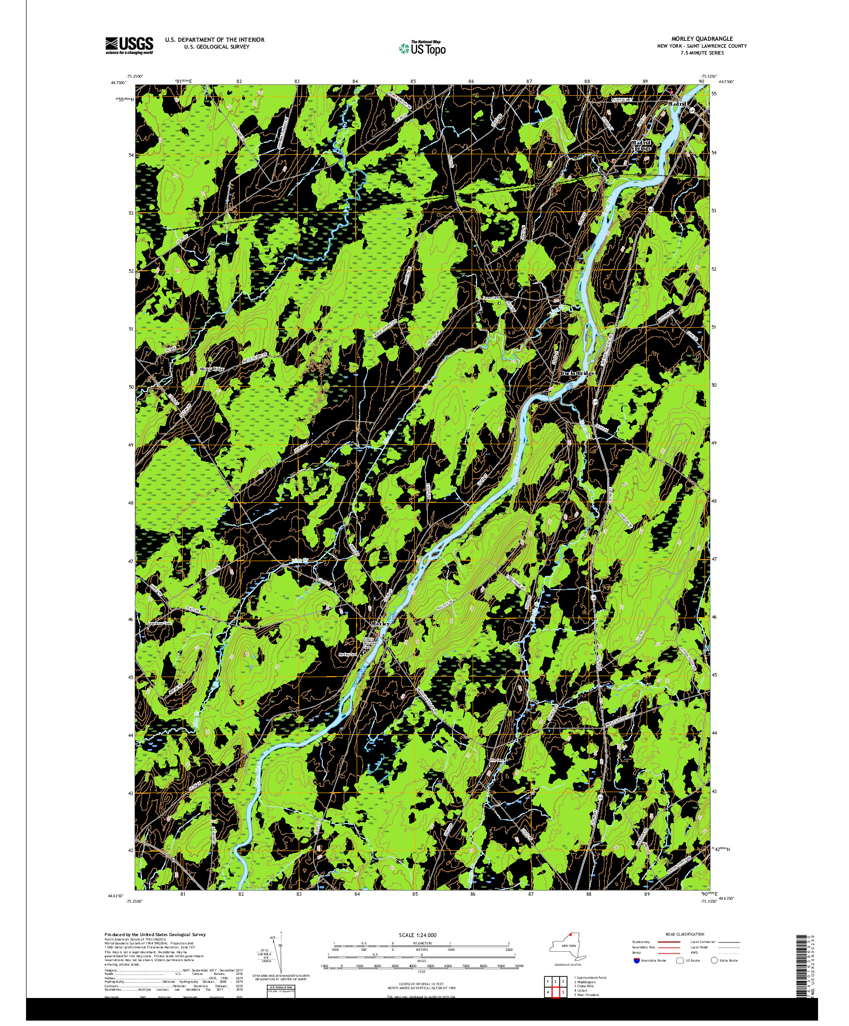 USGS US TOPO 7.5-MINUTE MAP FOR MORLEY, NY 2019