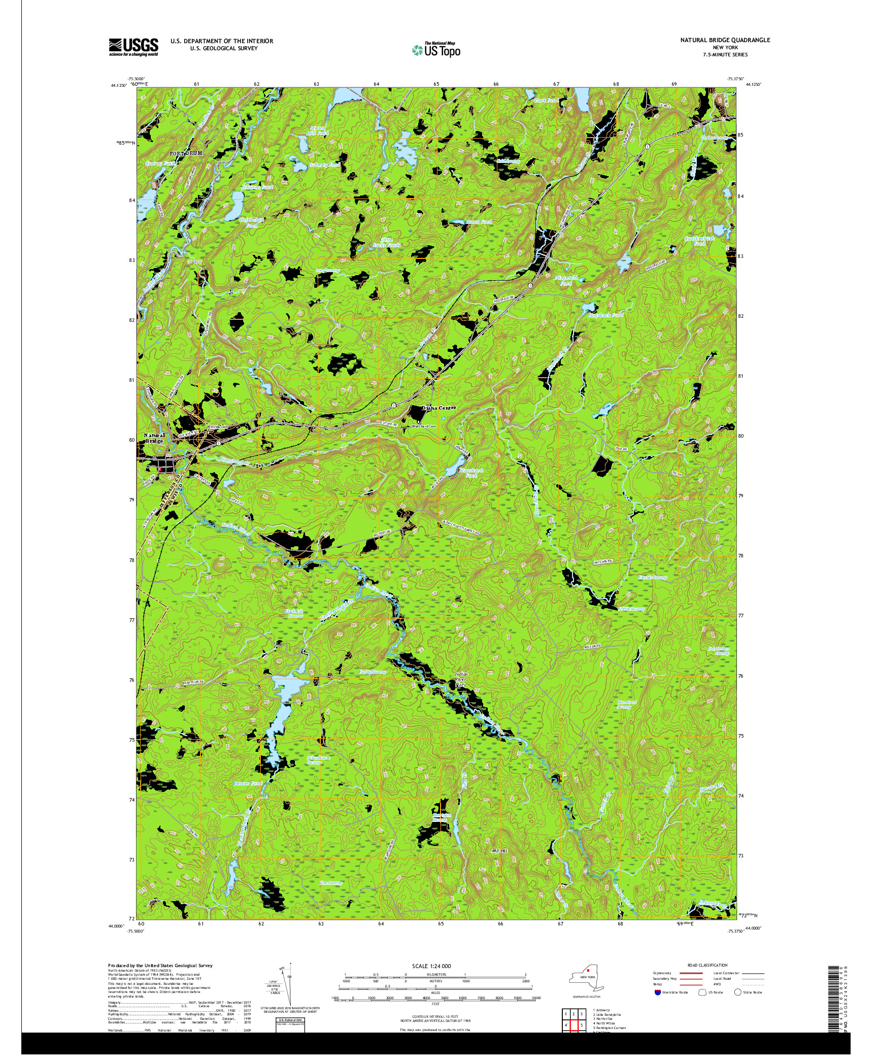 USGS US TOPO 7.5-MINUTE MAP FOR NATURAL BRIDGE, NY 2019