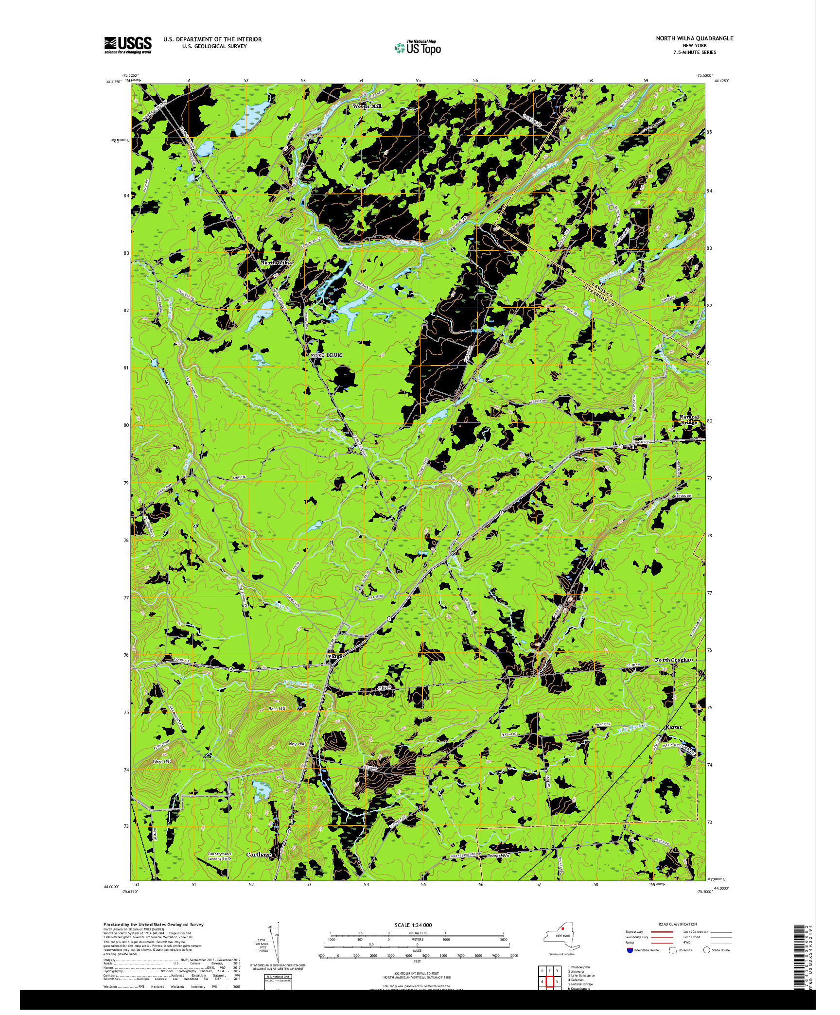 USGS US TOPO 7.5-MINUTE MAP FOR NORTH WILNA, NY 2019