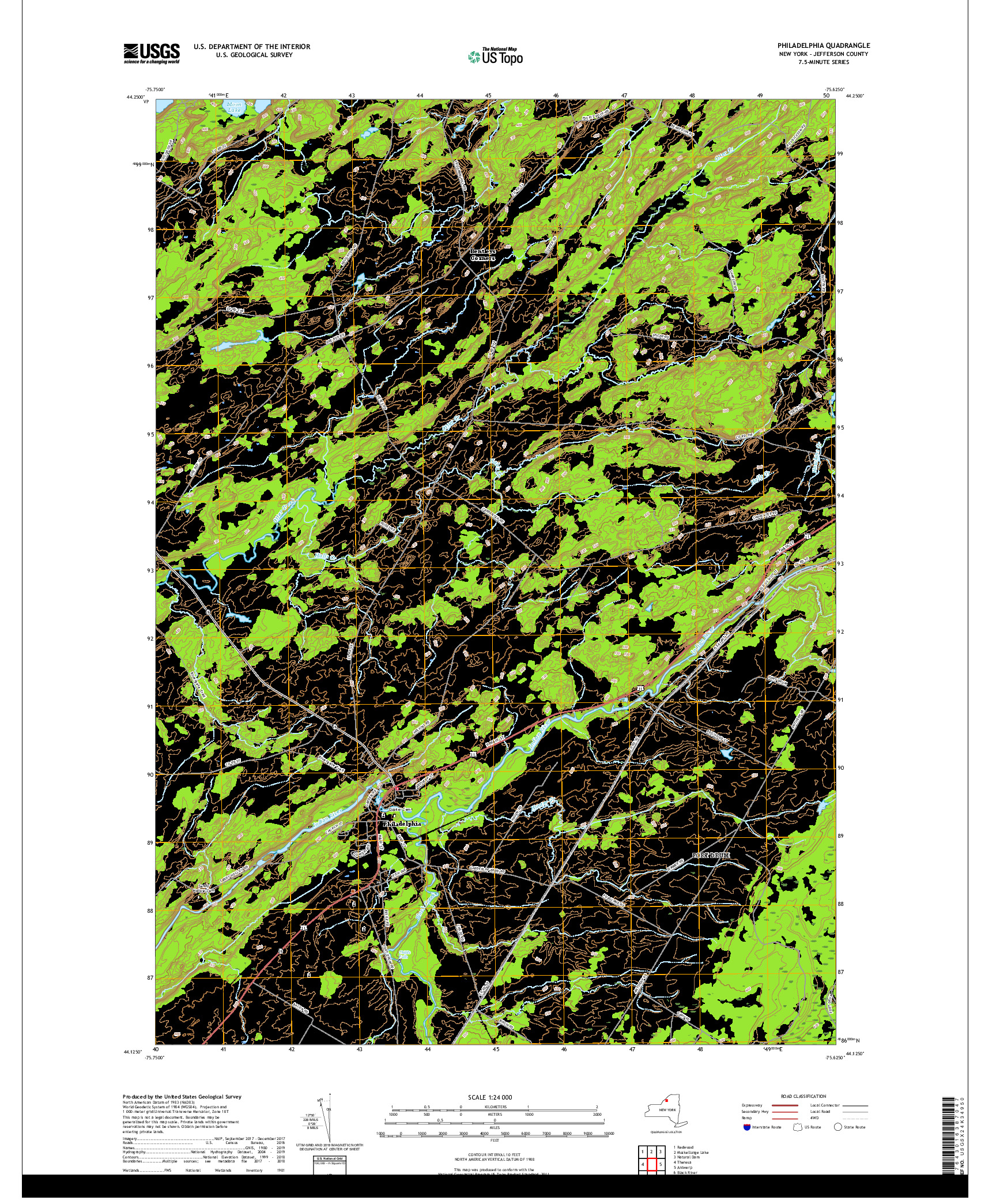 USGS US TOPO 7.5-MINUTE MAP FOR PHILADELPHIA, NY 2019