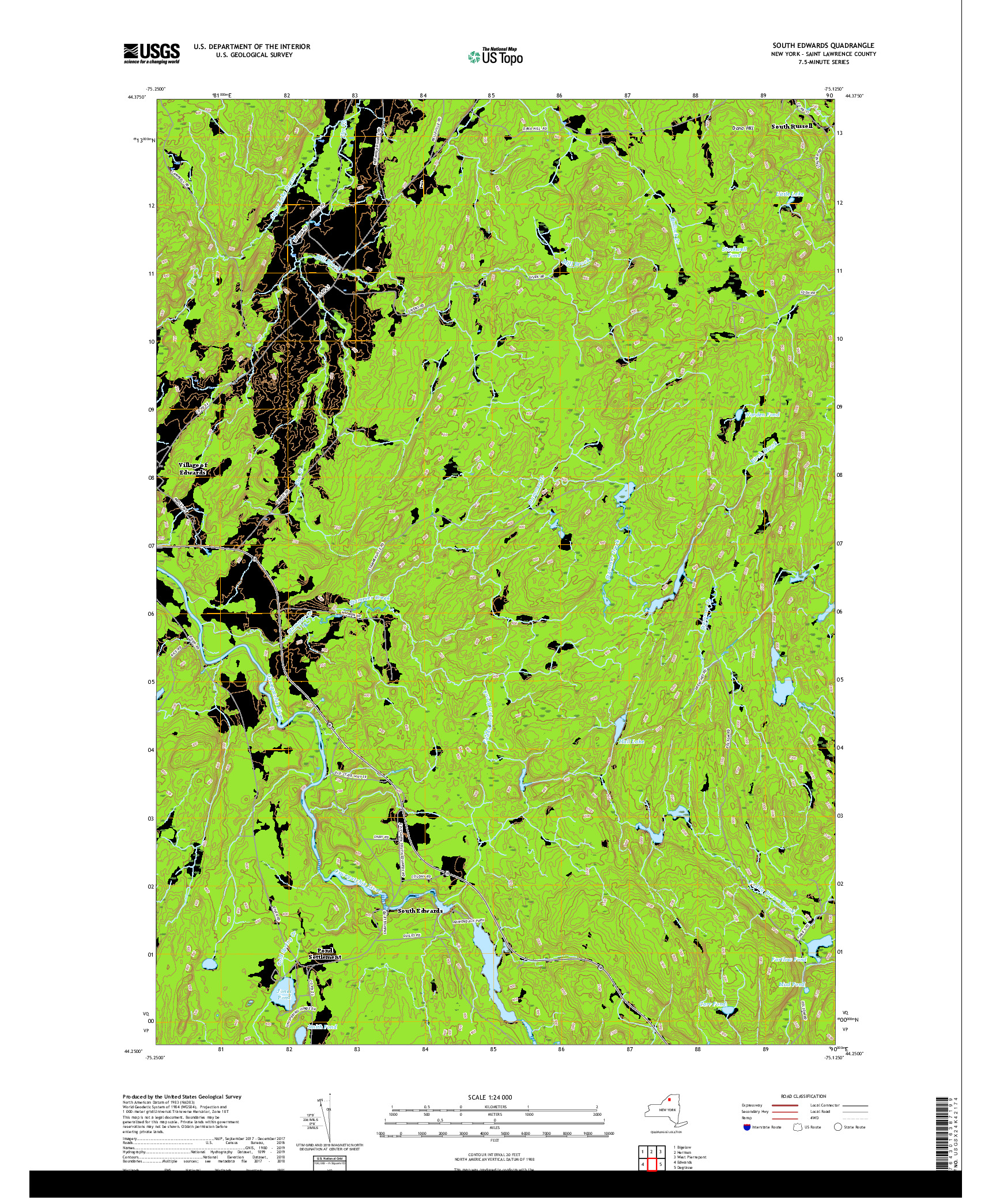 USGS US TOPO 7.5-MINUTE MAP FOR SOUTH EDWARDS, NY 2019