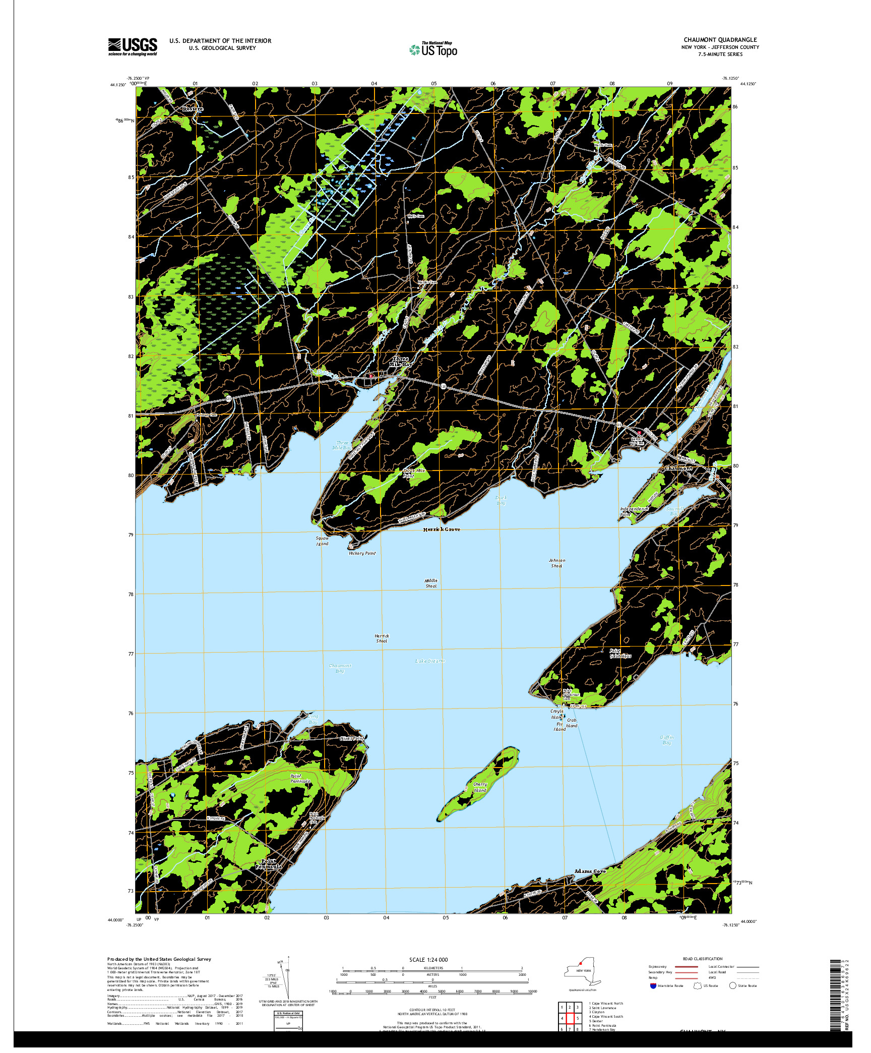 USGS US TOPO 7.5-MINUTE MAP FOR CHAUMONT, NY 2019