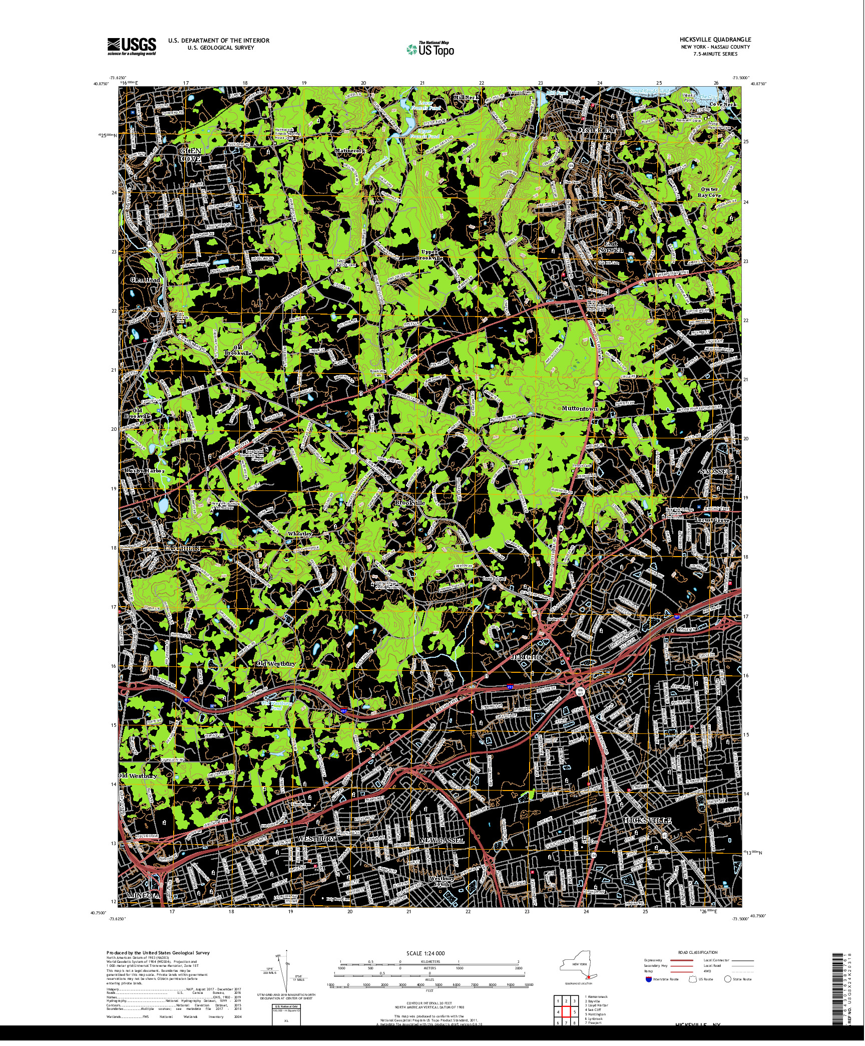 USGS US TOPO 7.5-MINUTE MAP FOR HICKSVILLE, NY 2019