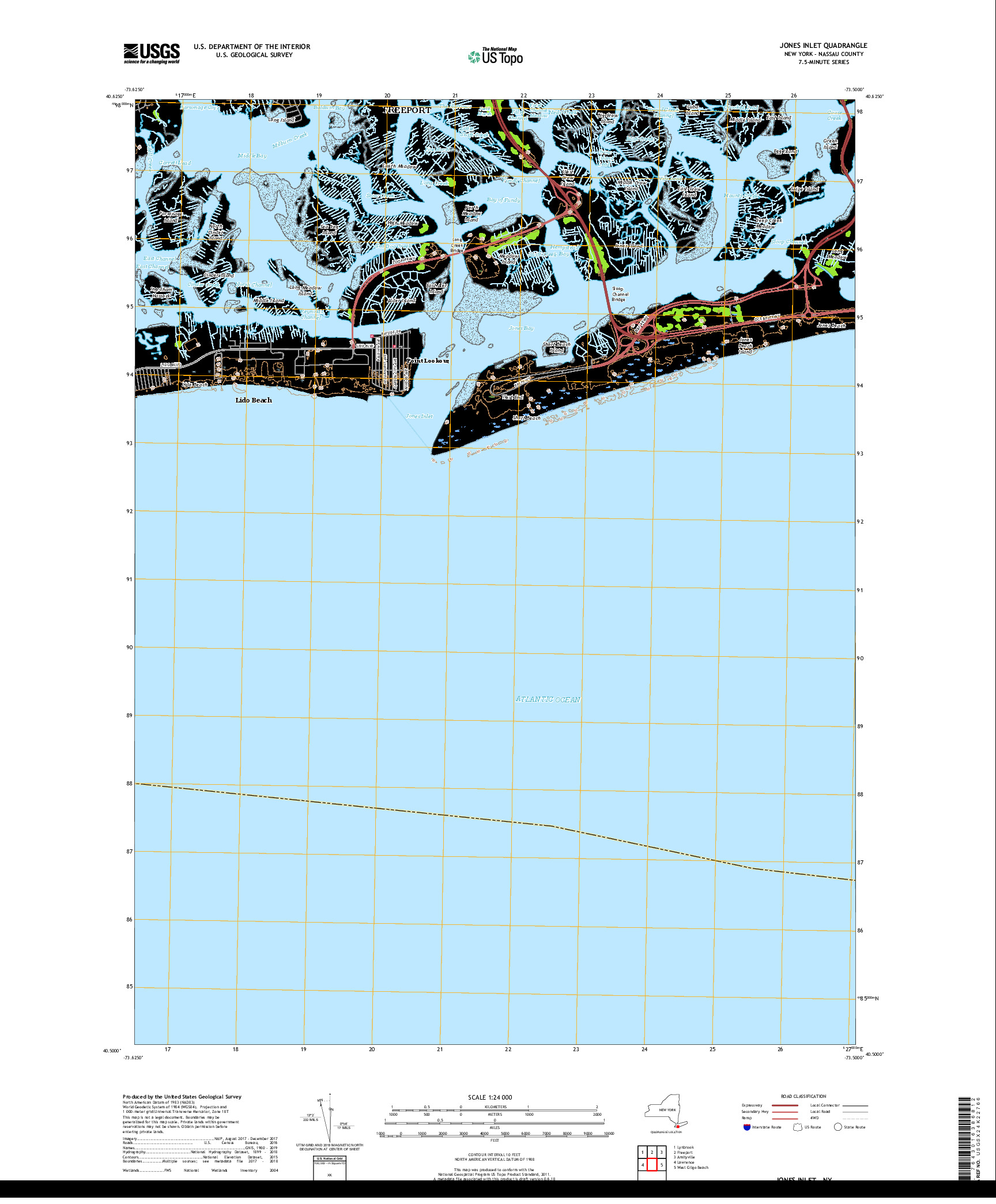 USGS US TOPO 7.5-MINUTE MAP FOR JONES INLET, NY 2019