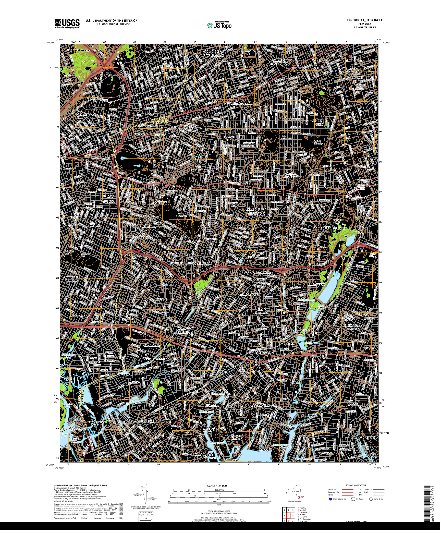 USGS US TOPO 7.5-MINUTE MAP FOR LYNBROOK, NY 2019