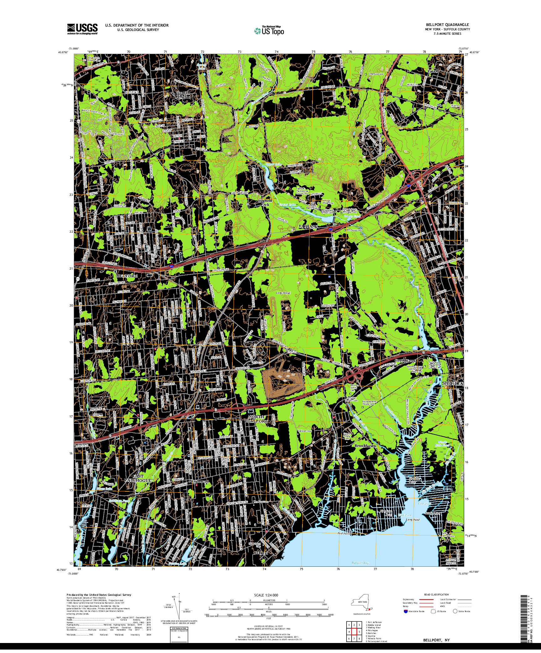 USGS US TOPO 7.5-MINUTE MAP FOR BELLPORT, NY 2019