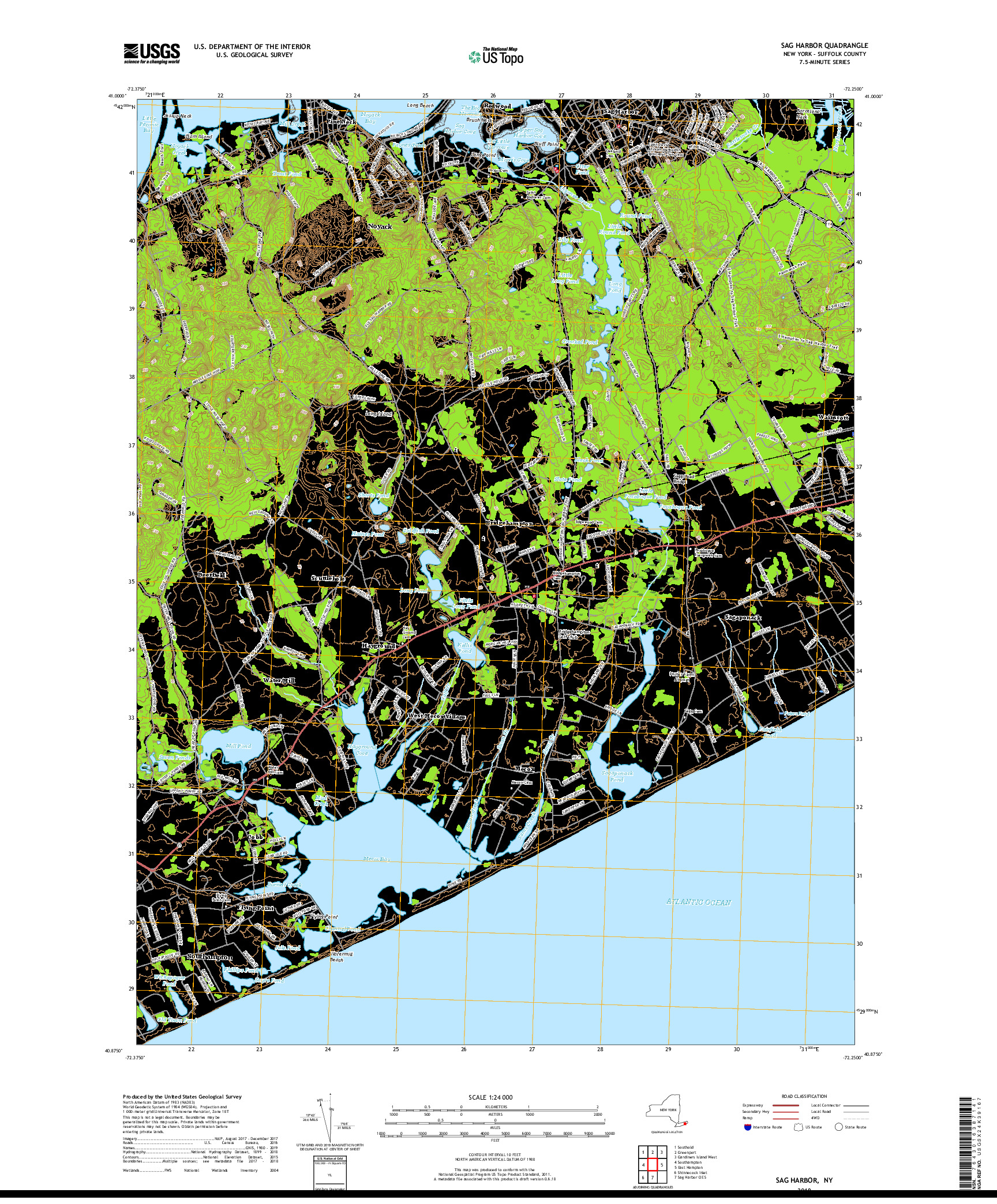 USGS US TOPO 7.5-MINUTE MAP FOR SAG HARBOR, NY 2019