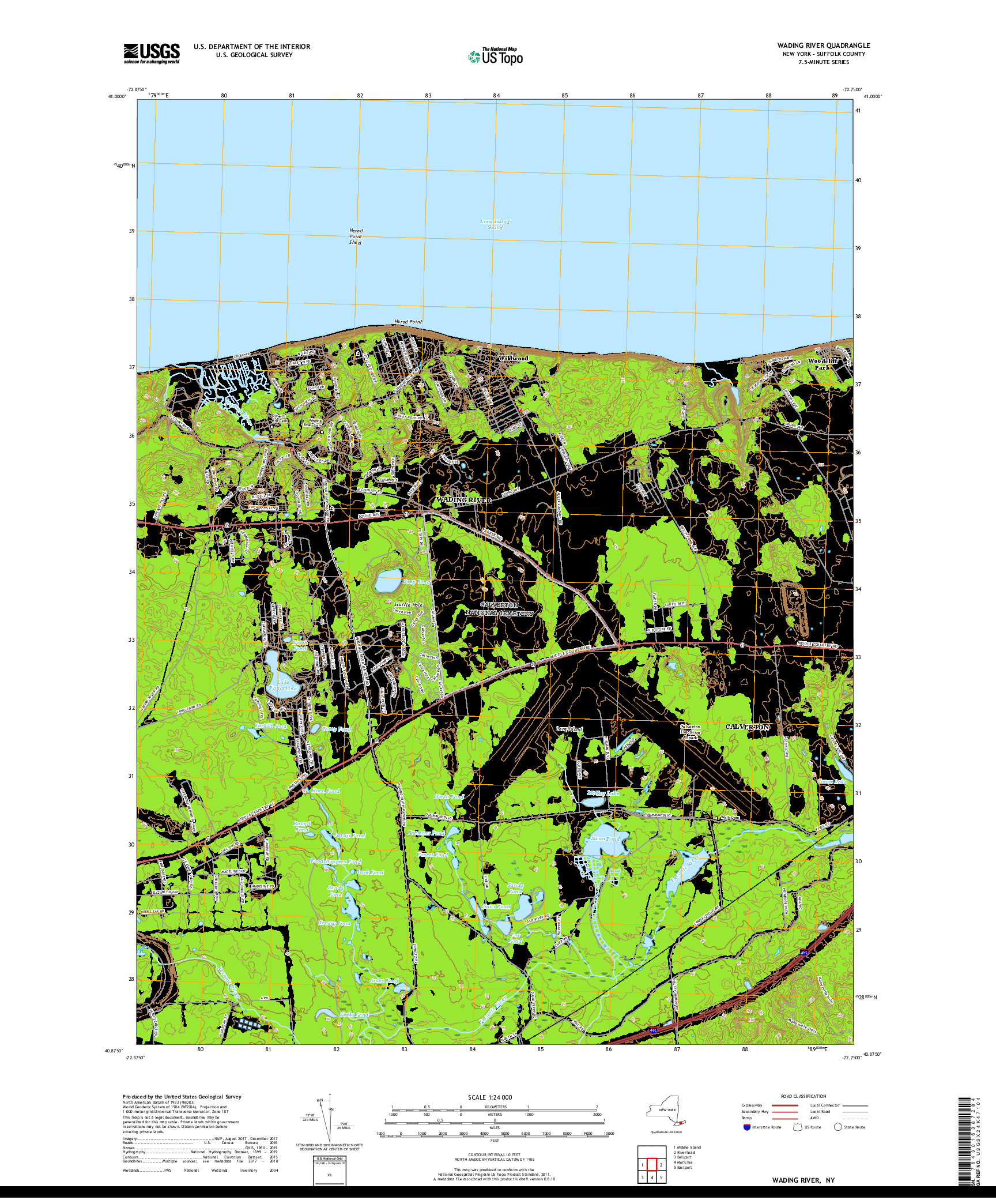 USGS US TOPO 7.5-MINUTE MAP FOR WADING RIVER, NY 2019