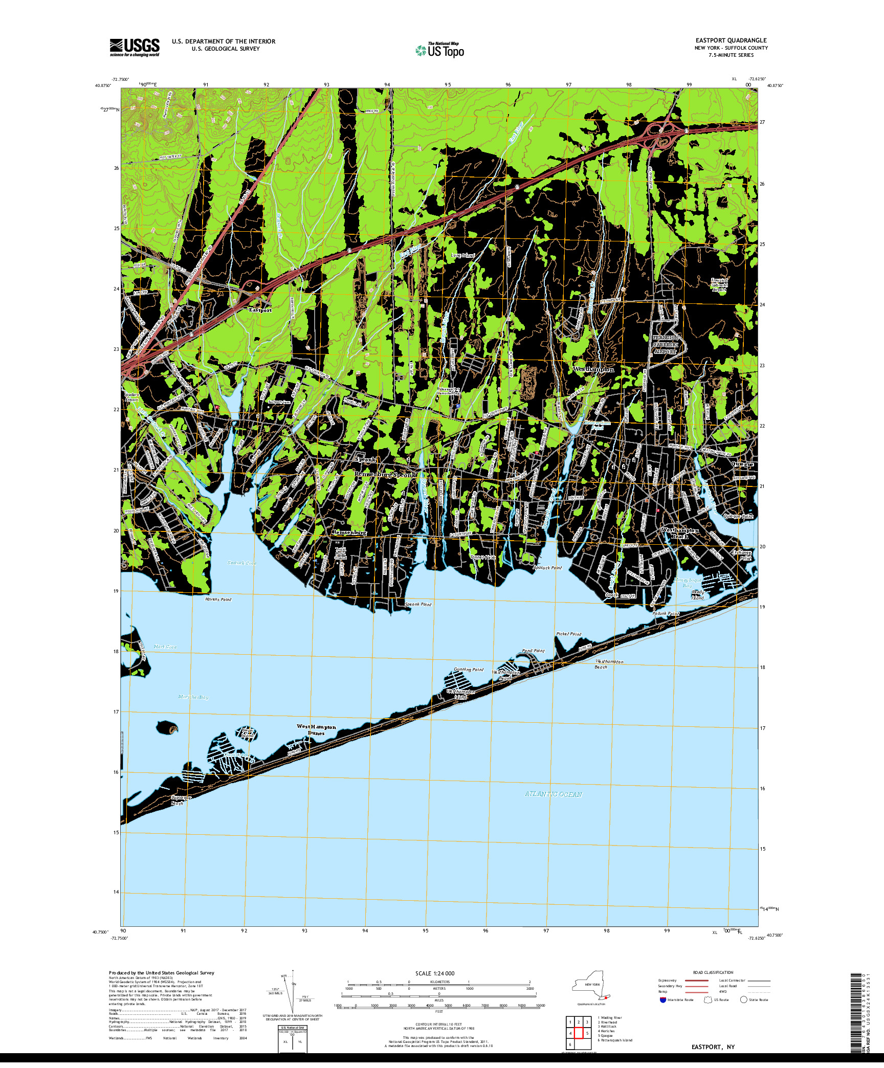 USGS US TOPO 7.5-MINUTE MAP FOR EASTPORT, NY 2019