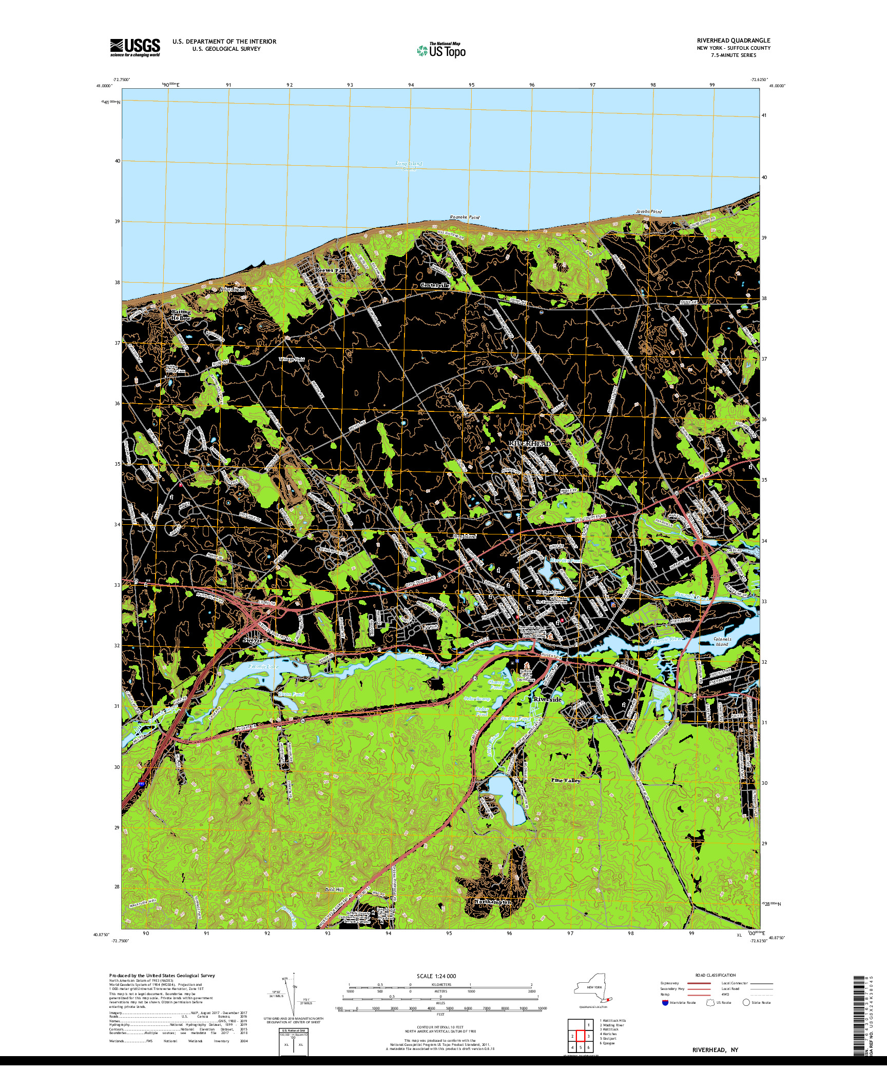 USGS US TOPO 7.5-MINUTE MAP FOR RIVERHEAD, NY 2019
