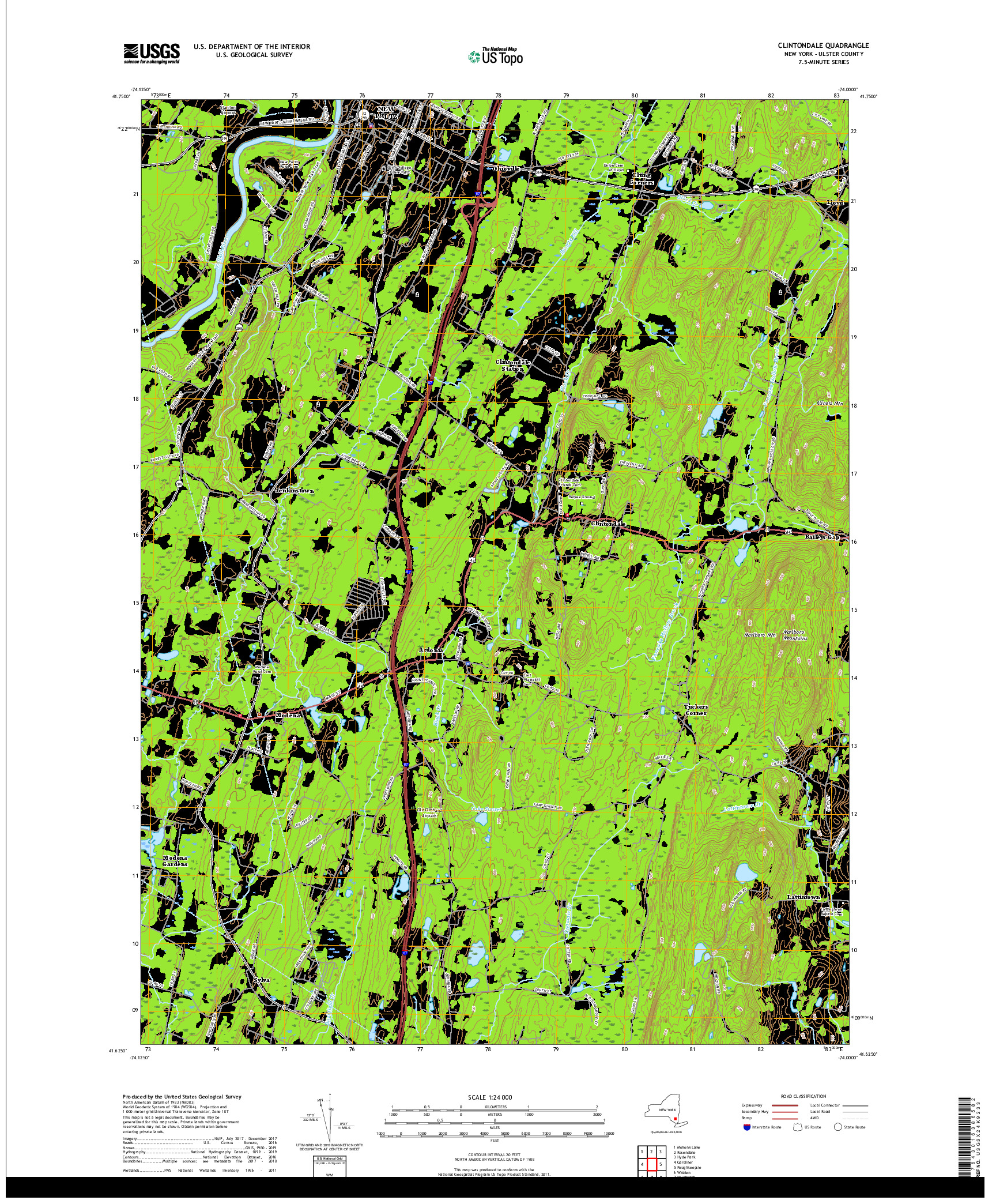 USGS US TOPO 7.5-MINUTE MAP FOR CLINTONDALE, NY 2019