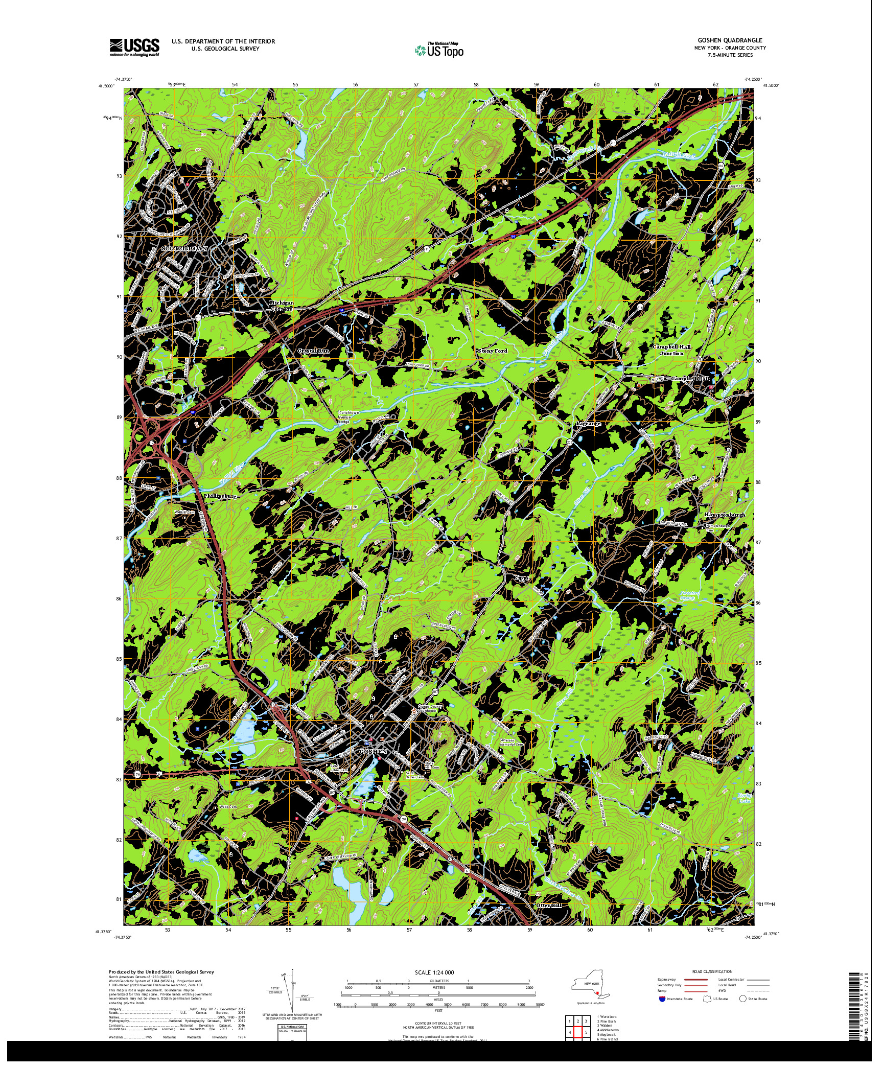 USGS US TOPO 7.5-MINUTE MAP FOR GOSHEN, NY 2019