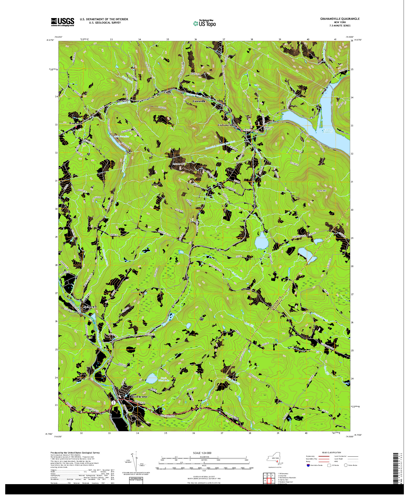 USGS US TOPO 7.5-MINUTE MAP FOR GRAHAMSVILLE, NY 2019