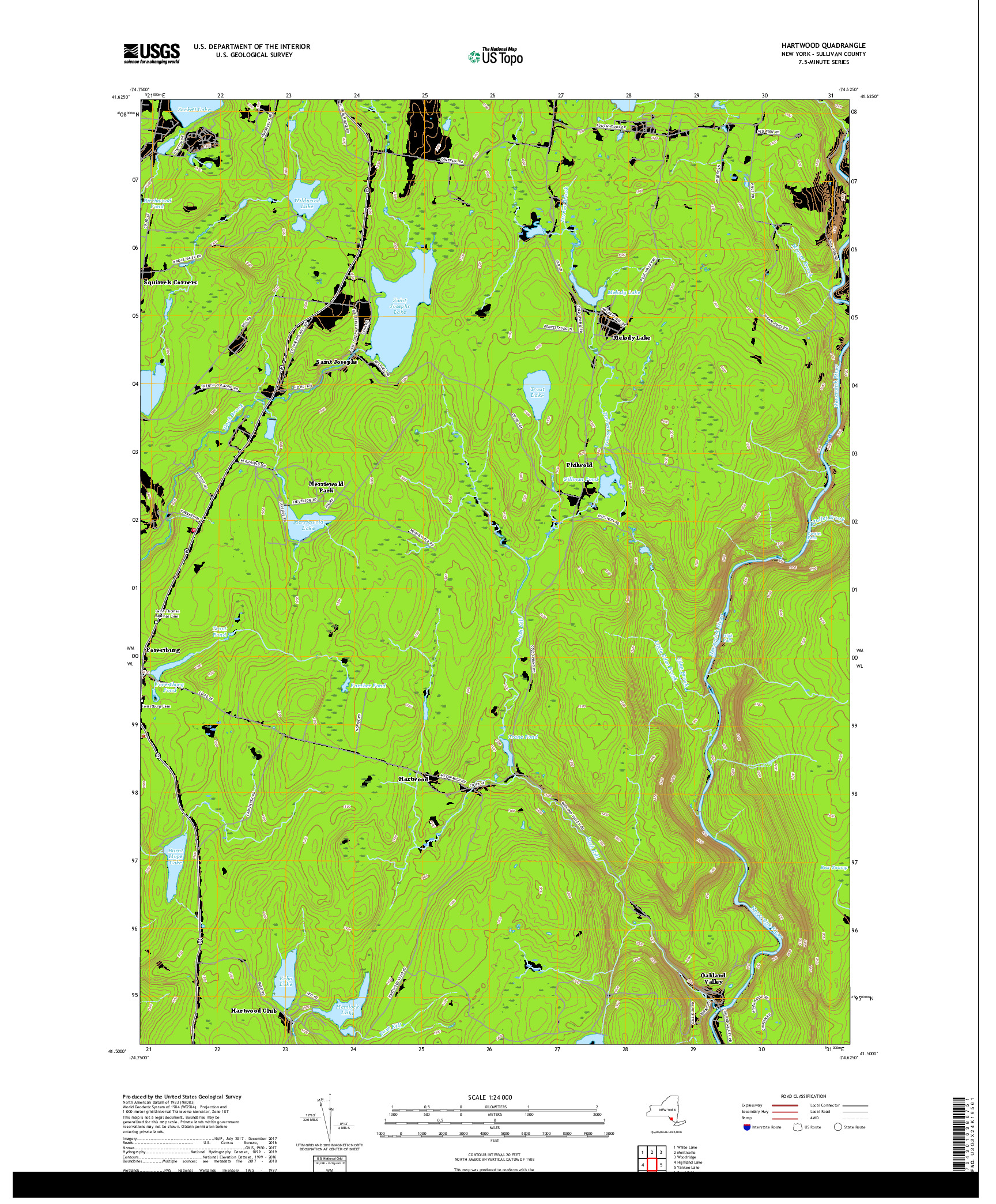 USGS US TOPO 7.5-MINUTE MAP FOR HARTWOOD, NY 2019