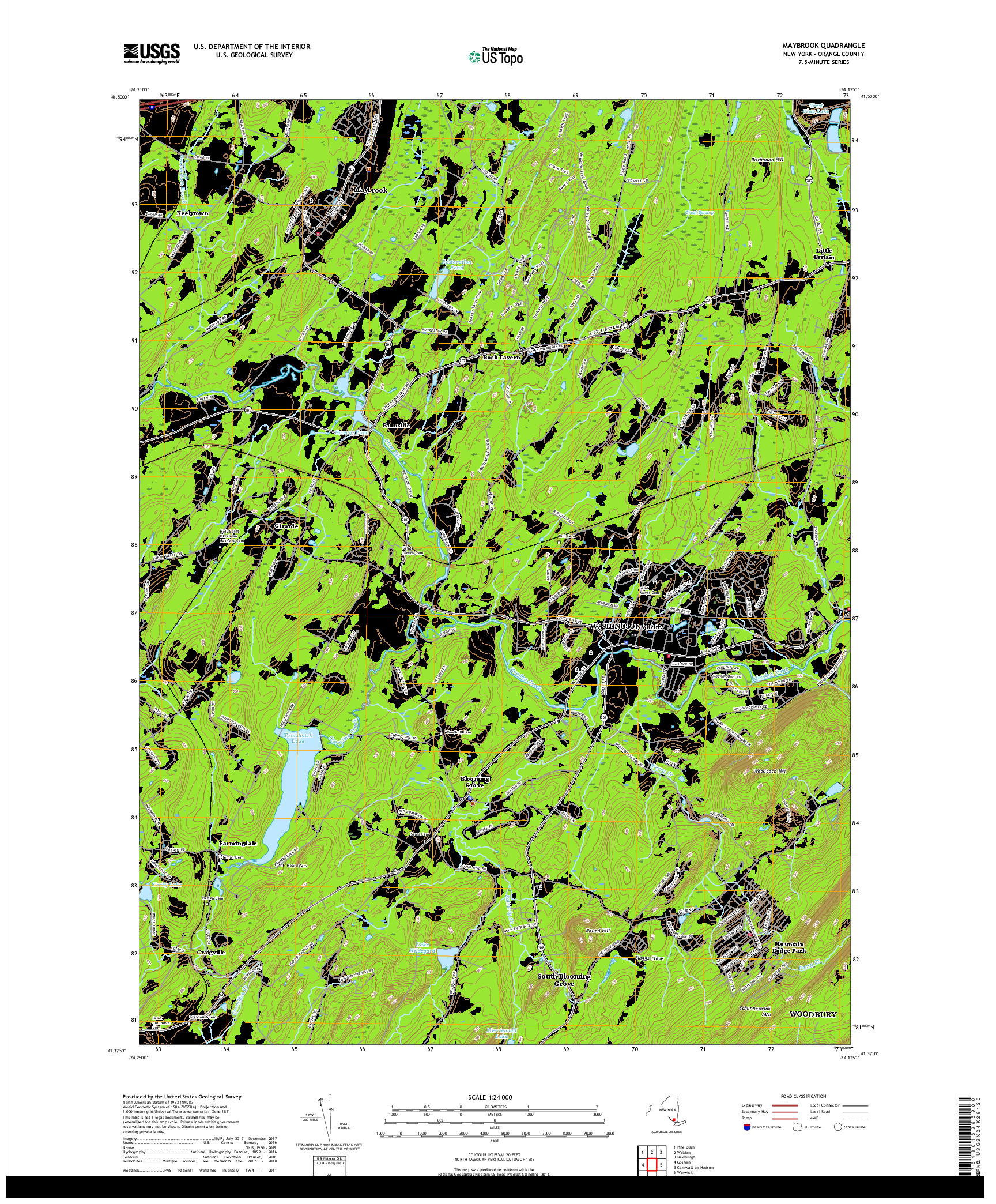 USGS US TOPO 7.5-MINUTE MAP FOR MAYBROOK, NY 2019