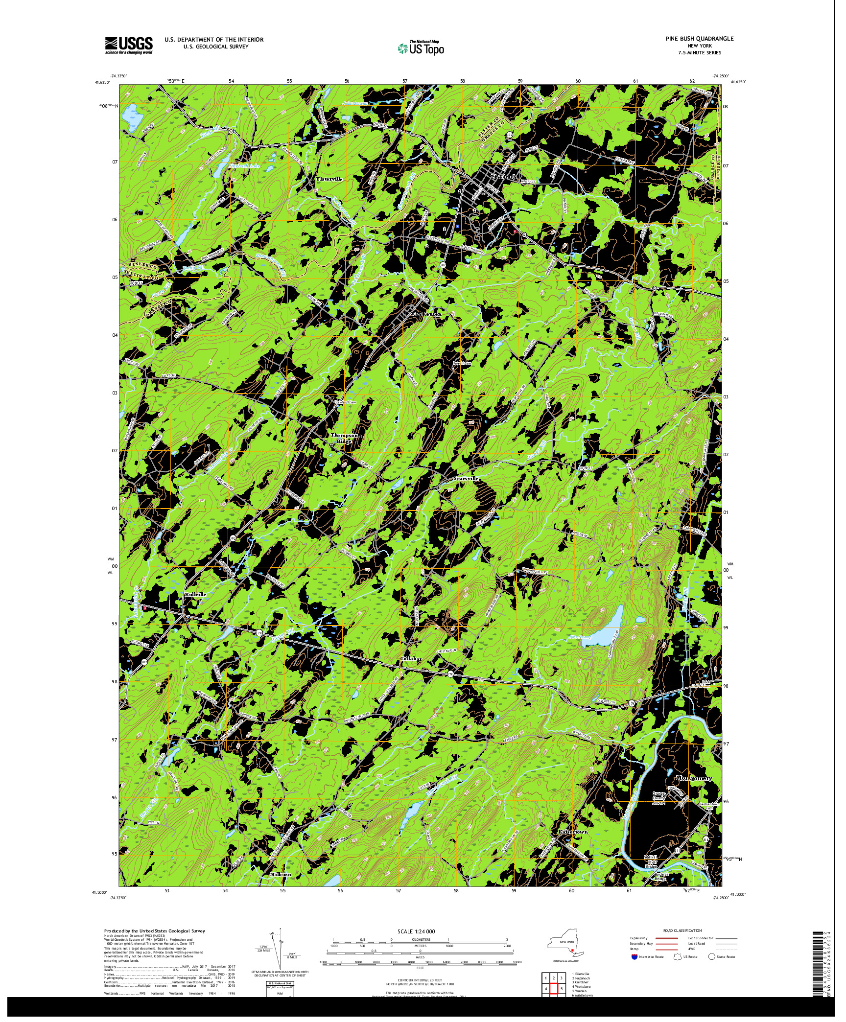 USGS US TOPO 7.5-MINUTE MAP FOR PINE BUSH, NY 2019